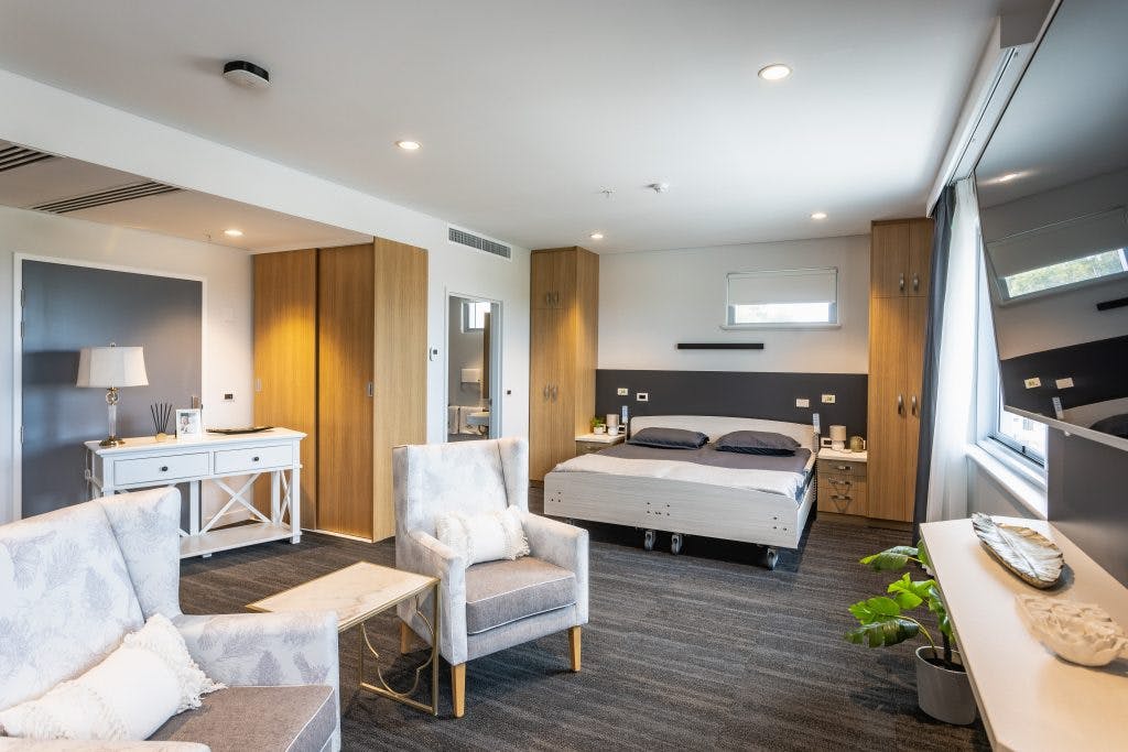 Bedroom suite fit-out by Unicare Health at Rosewood West Perth Residential Aged Care