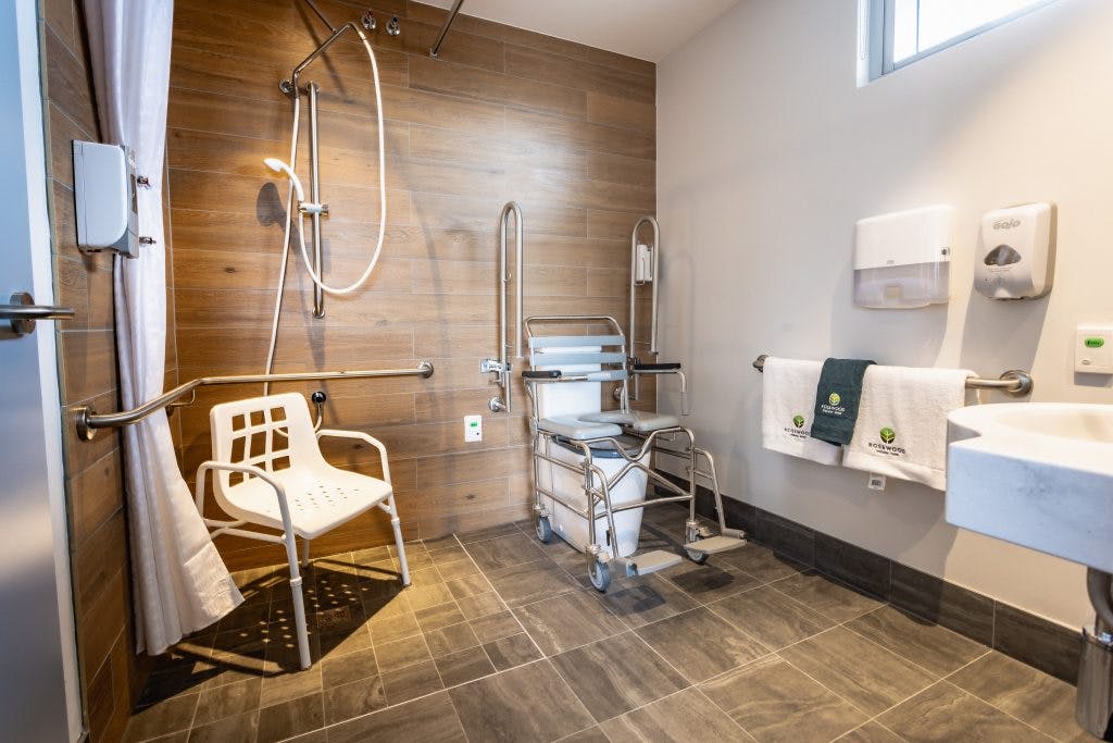 Bathroom and shower equipment fit-out at Rosewood Residential Aged Care by Unicare Health