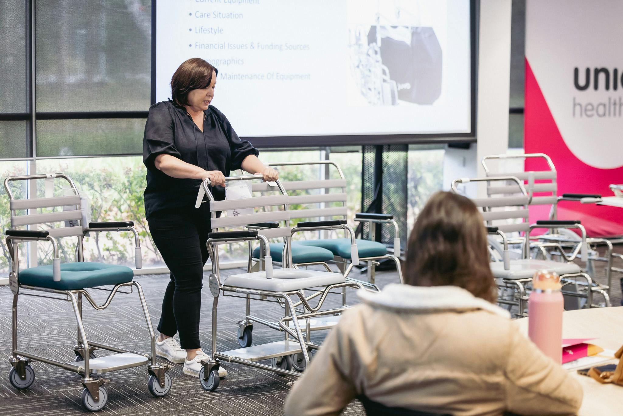 clinical educator highlights different shower commode options