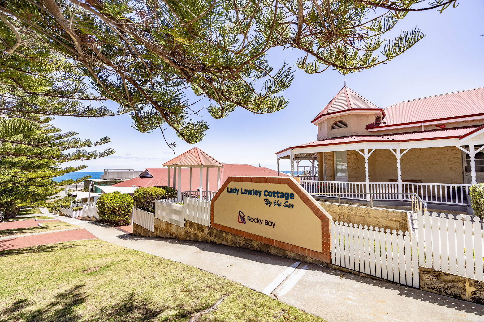 Entrance to Lady Lawley Cottage by the Sea in Cottesloe, Perth, accessible accommodation by Rocky Bay with coastal views and disability-friendly facilities