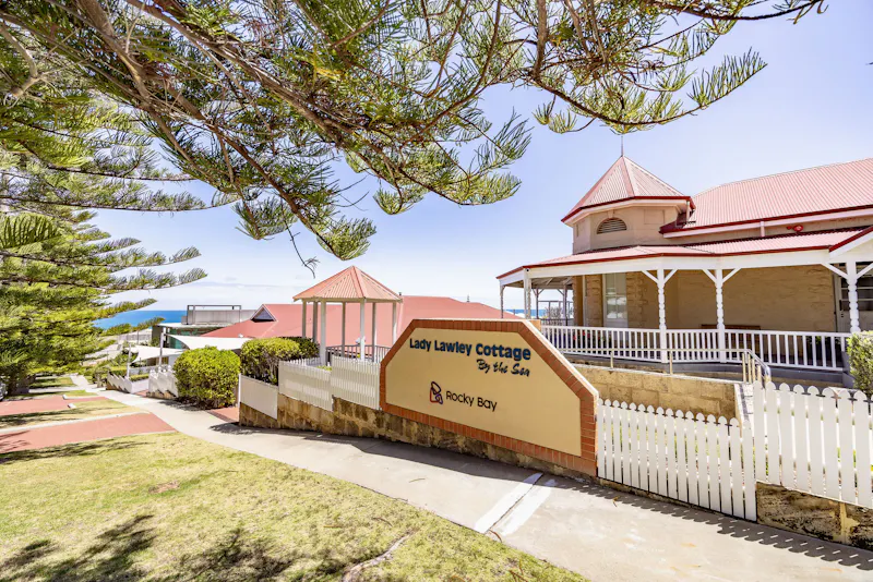 Entrance to Lady Lawley Cottage by the Sea in Cottesloe, Perth, accessible accommodation by Rocky Bay with coastal views and disability-friendly facilities