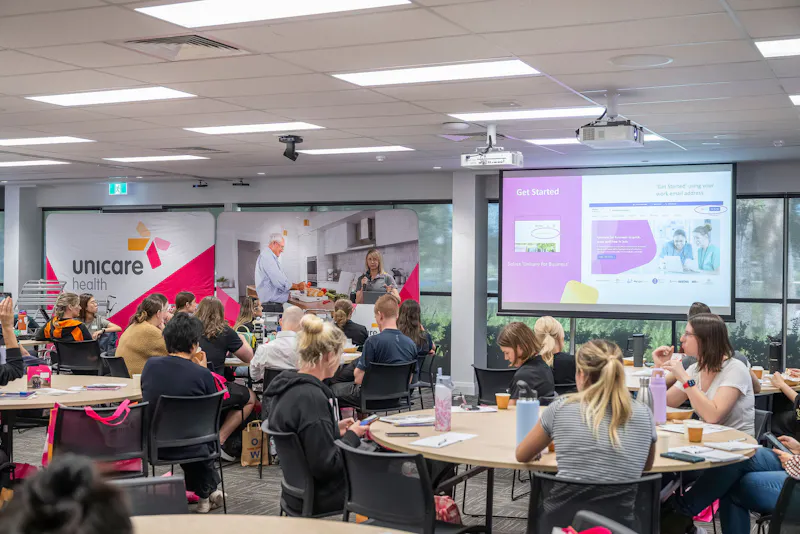 Presentation of MyUnicare platform during Unicare Health bathroom mobility and home modifications training workshop for clinicians in Perth WA
