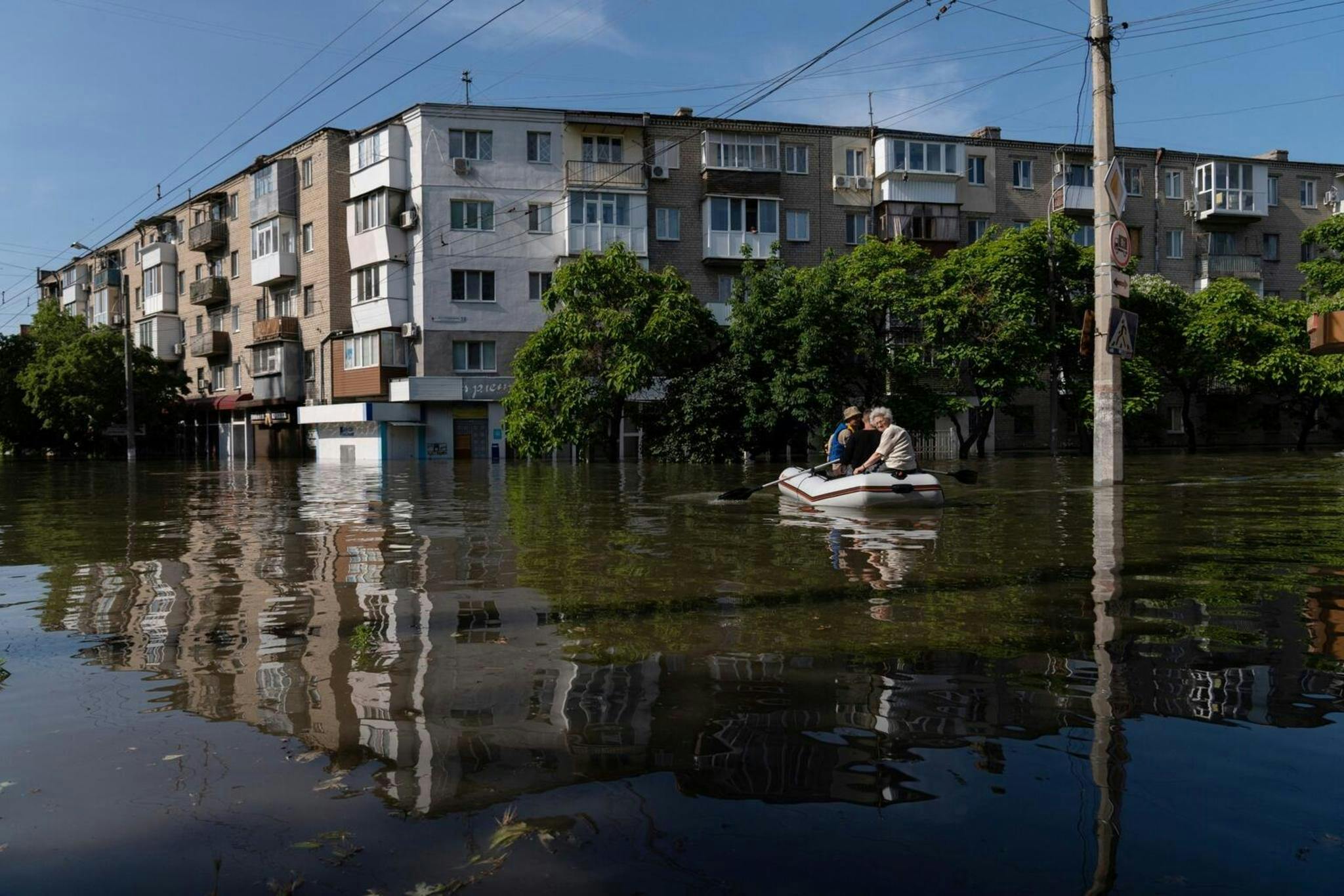 The streets in the central parts of Kherson were flooded up to 5 meters in some places.