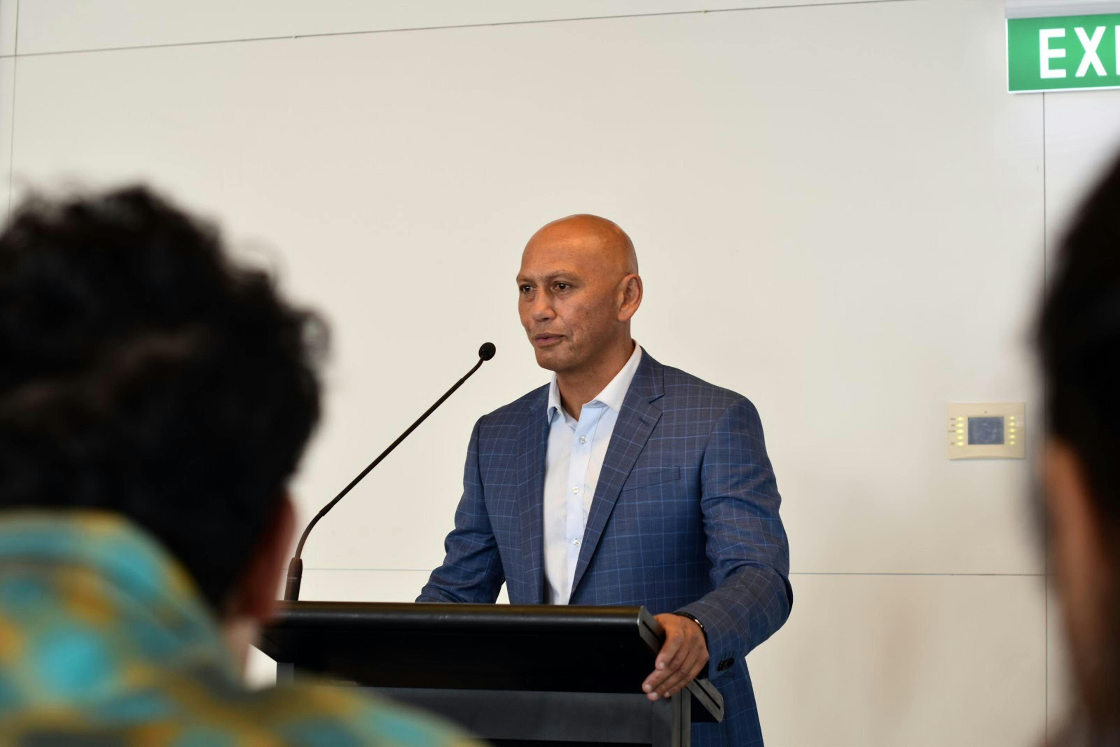 UNICEF NZ’s Andre Whittaker speaks at Te Hiringa Tamariki launch.