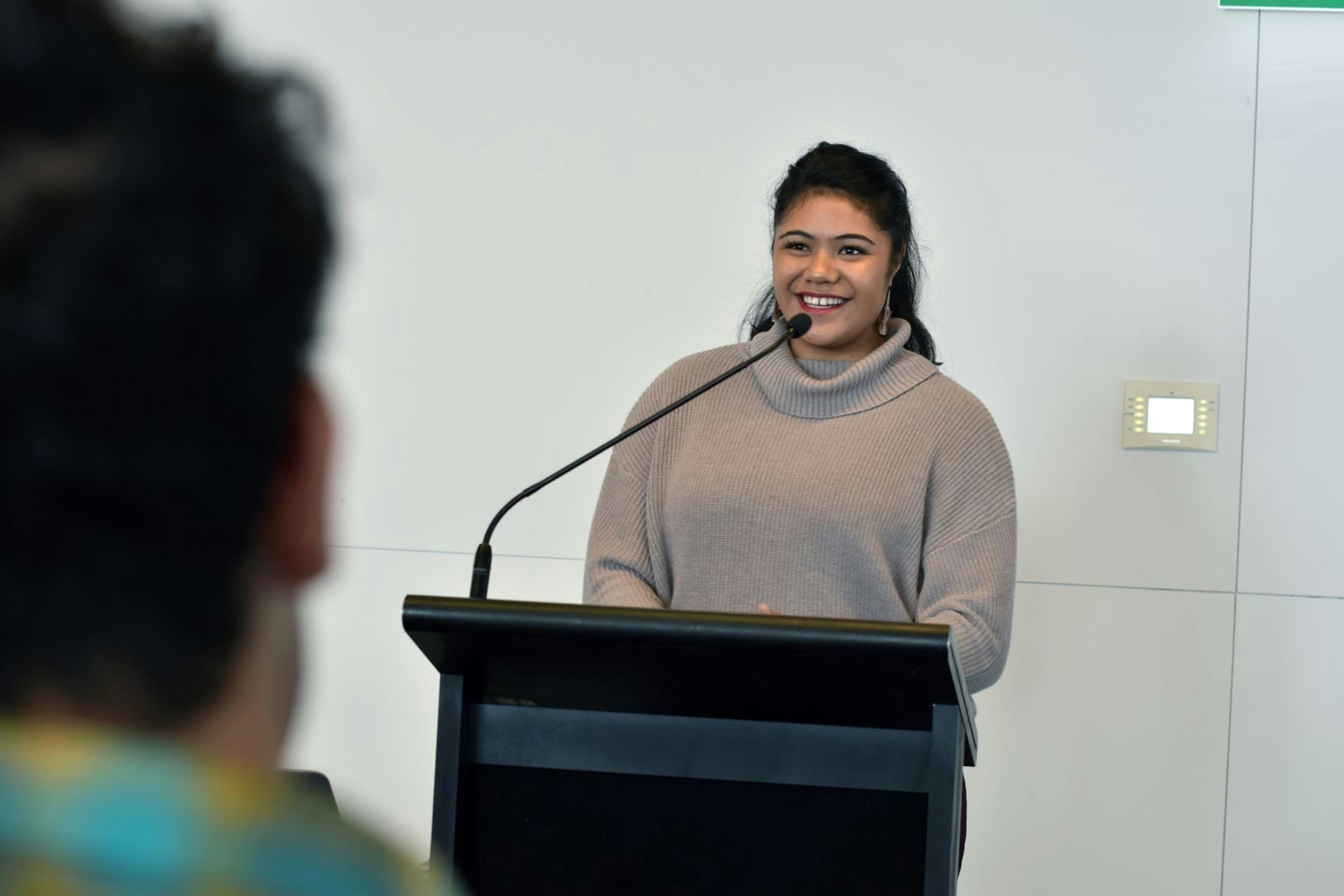 Tuimaleali'ifano Fiso speaks at Te Hiringa Tamiriki launch.