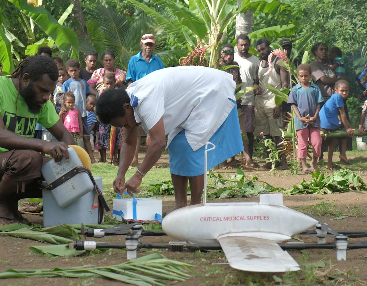 Immunisation - Drones safely deliver Tuberculosis vaccines to remote islands in Vanuatu.