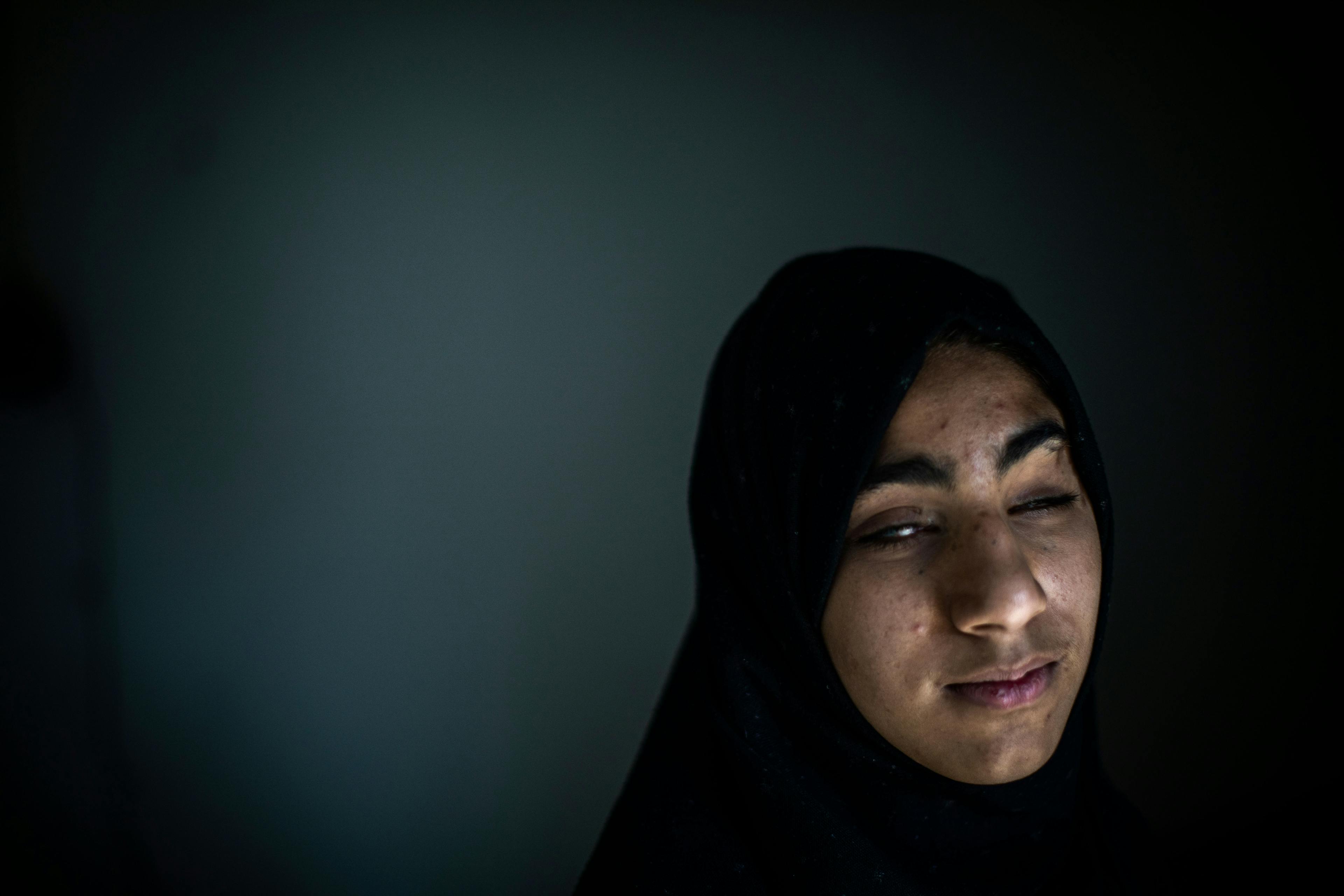 A portrait of Zainab, 14, made inside her house in the Zareeji neighbourhood of Basra, Iraq, on 1 March 2022.