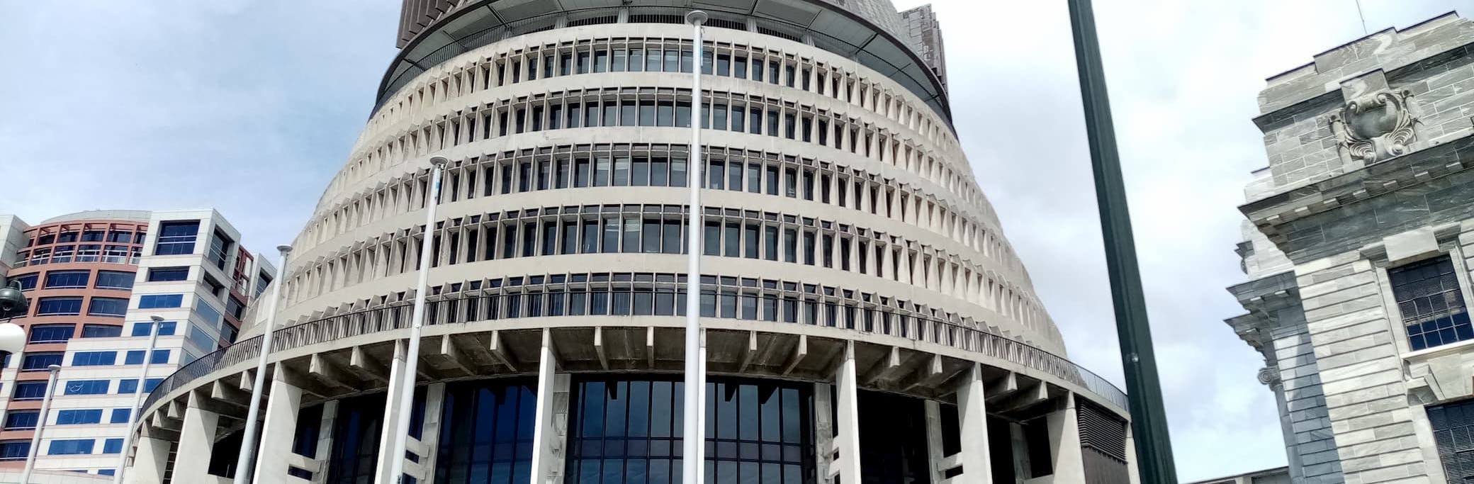 Exterior of the Beehive, New Zealand's Parliament building in Wellington