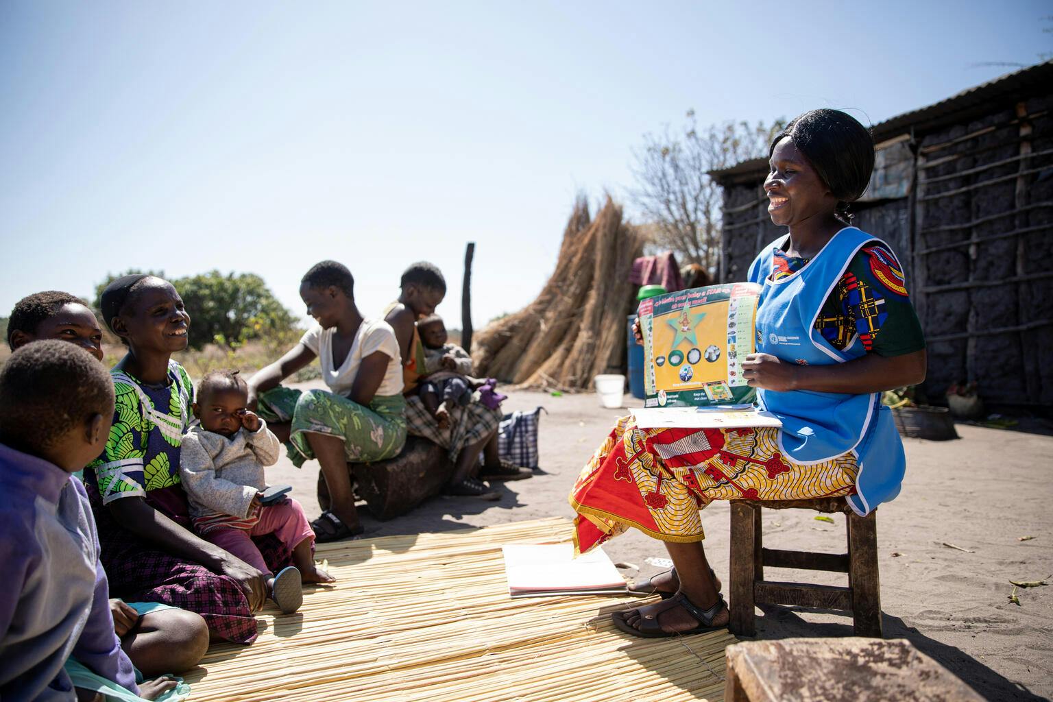 Namukolo Nyambe (28) – Nutrition Support Group Volunteer delivering a nutrition lesson to a household in Mongu District, a Western Province in Zambia.