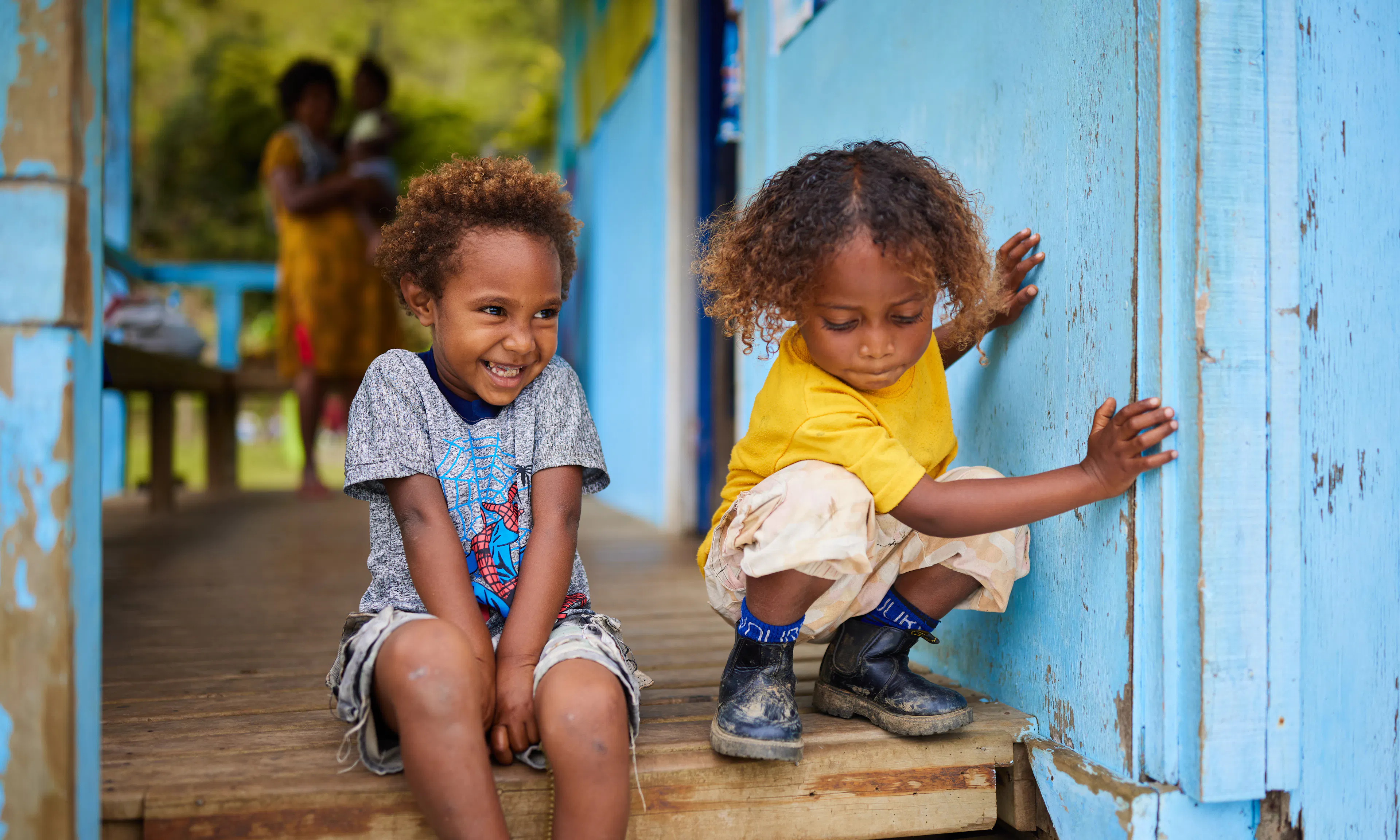 Impact in the pacific image of two children in the pacific
