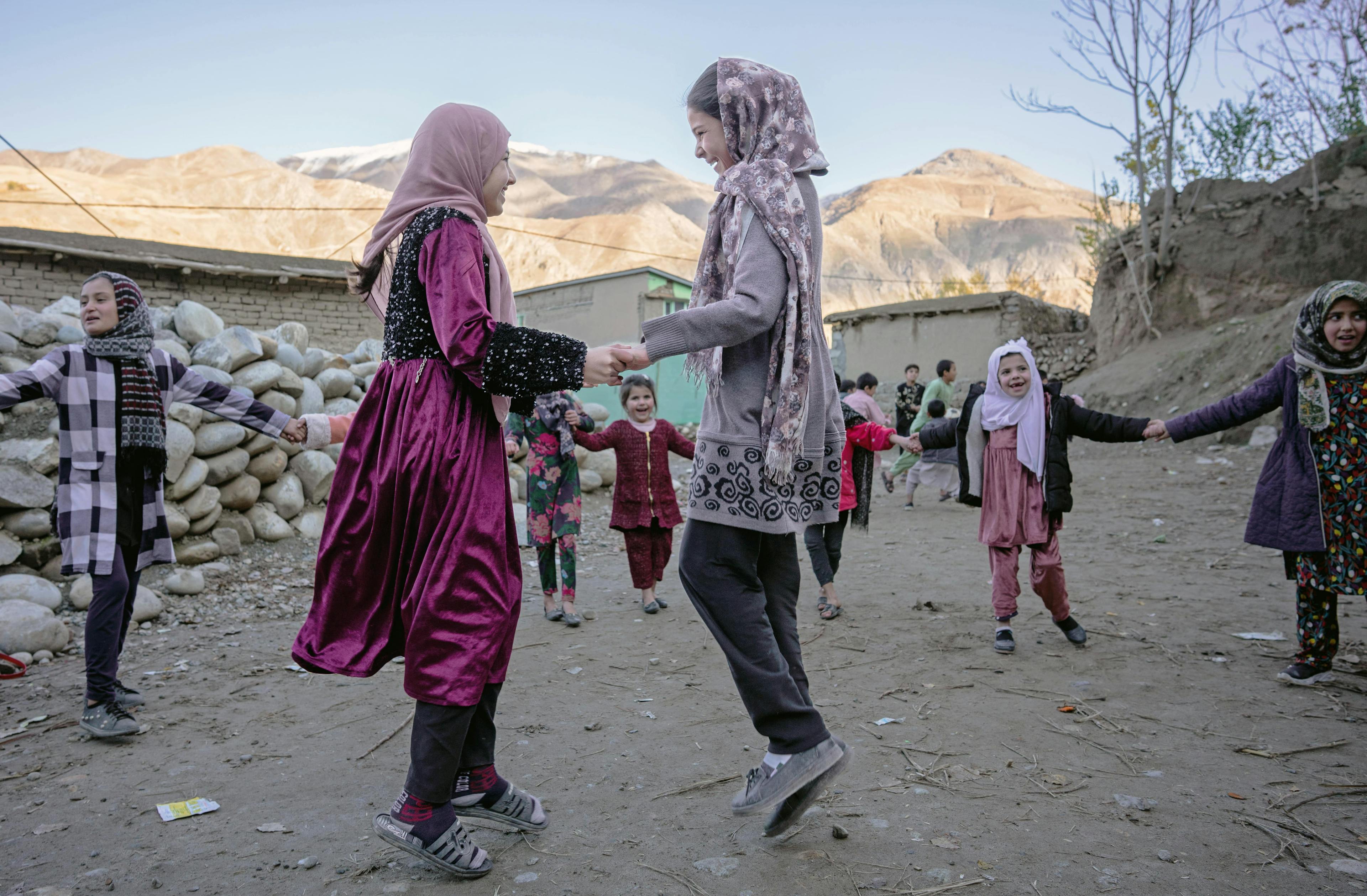Emergency- Children play at the UNICEF-supported Child Friendly Space (CFS) in Chata village, Badakhshan Province in Afghanistan.