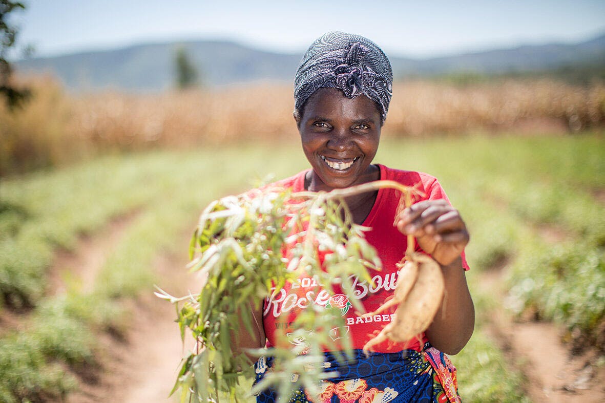 Beauty is part of the "ladies farming co op" at the centre of excellence at the Nsanjika Agricultural Camp, Chipata, Zambia.