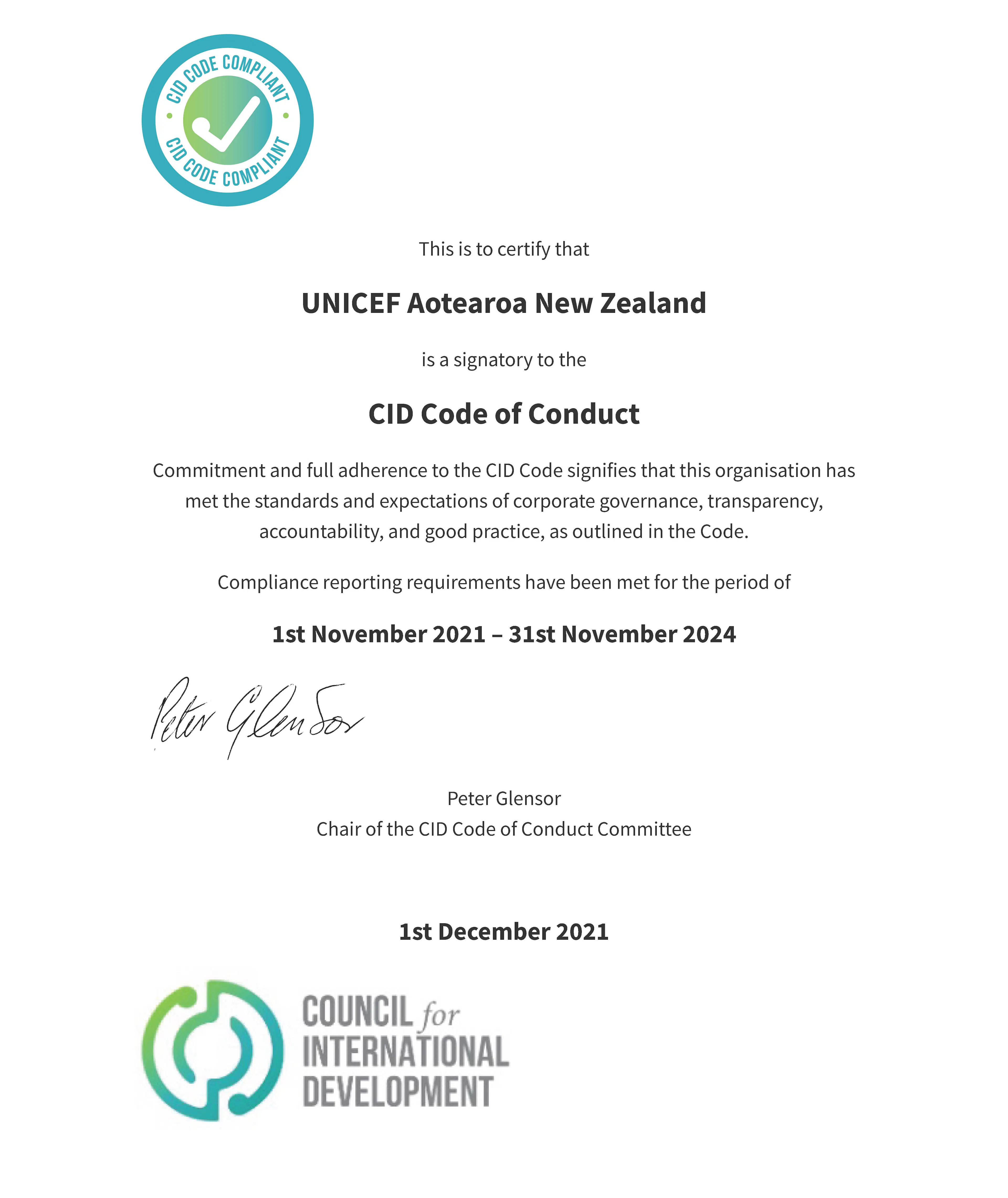 UNICEF Aotearoa CID Code of Conduct | Transparency & Ethical Practices ...
