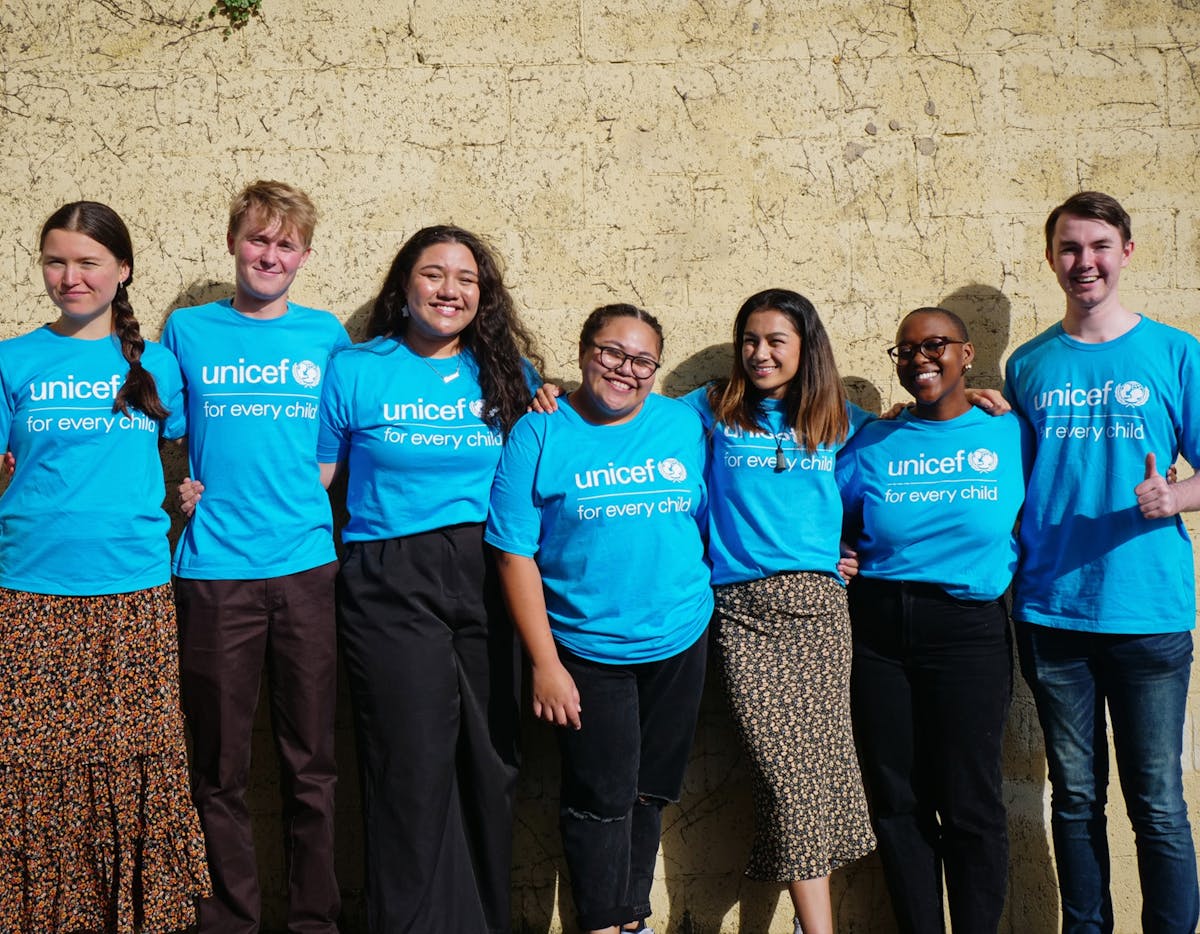 group photo of 2023 UNICEF Aotearoa Young Ambassadors