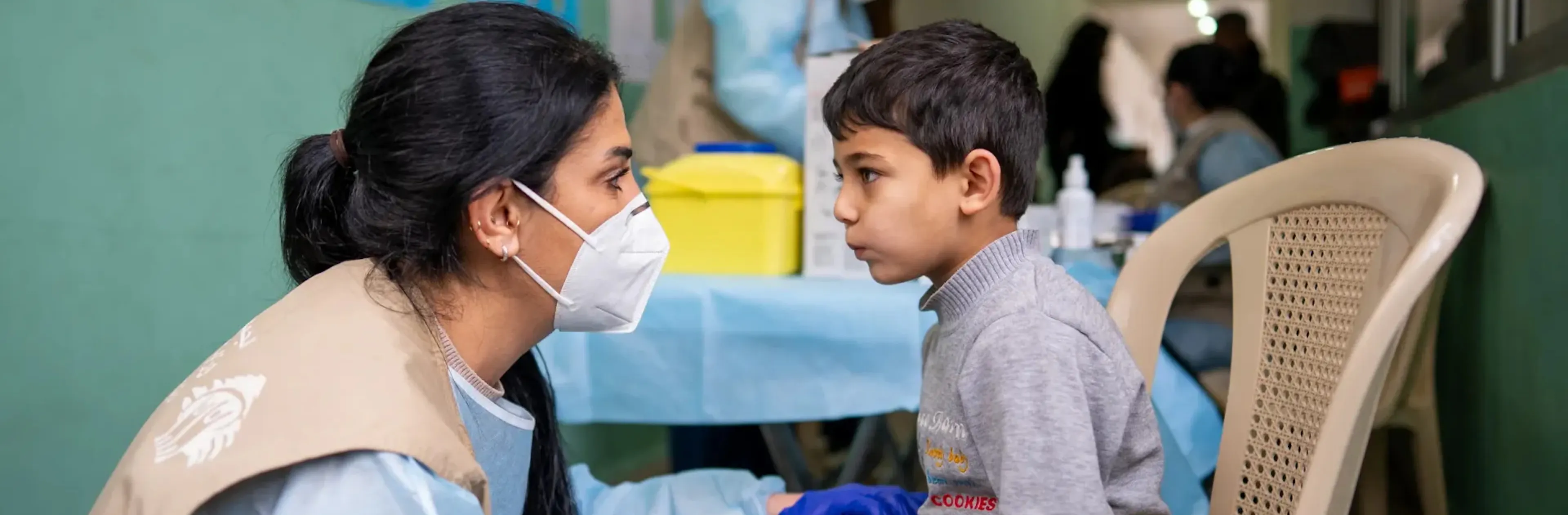 A child in Lebanon receiving a vaccine