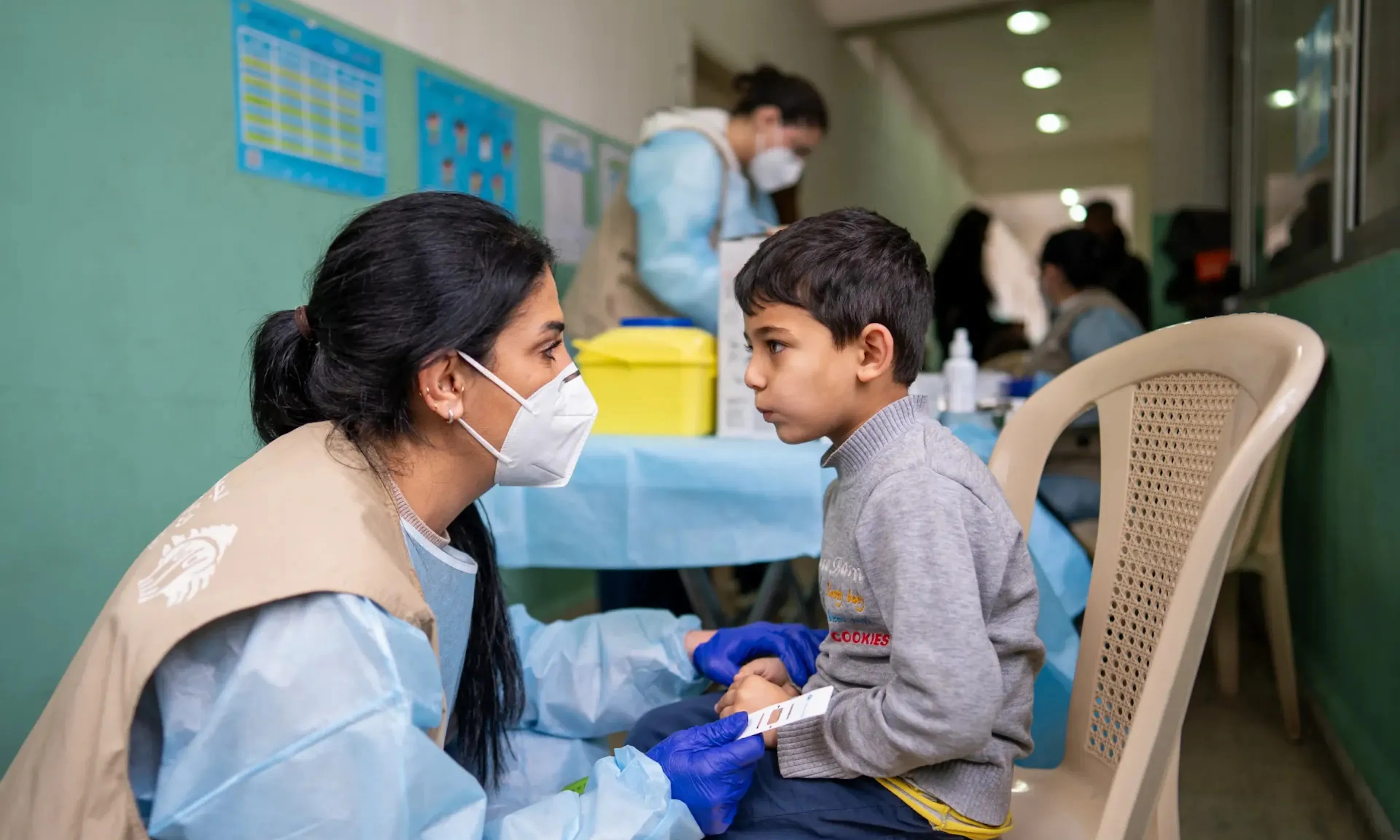 A child in Lebanon receiving a vaccine