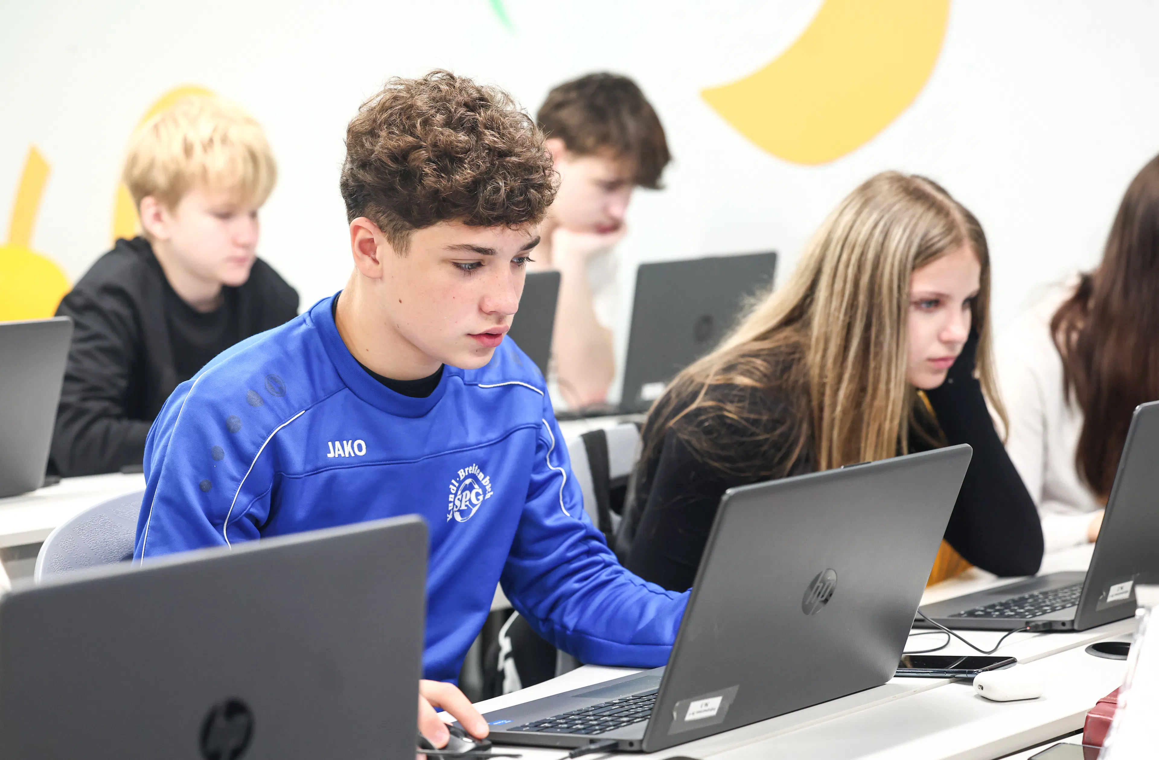 students on computers