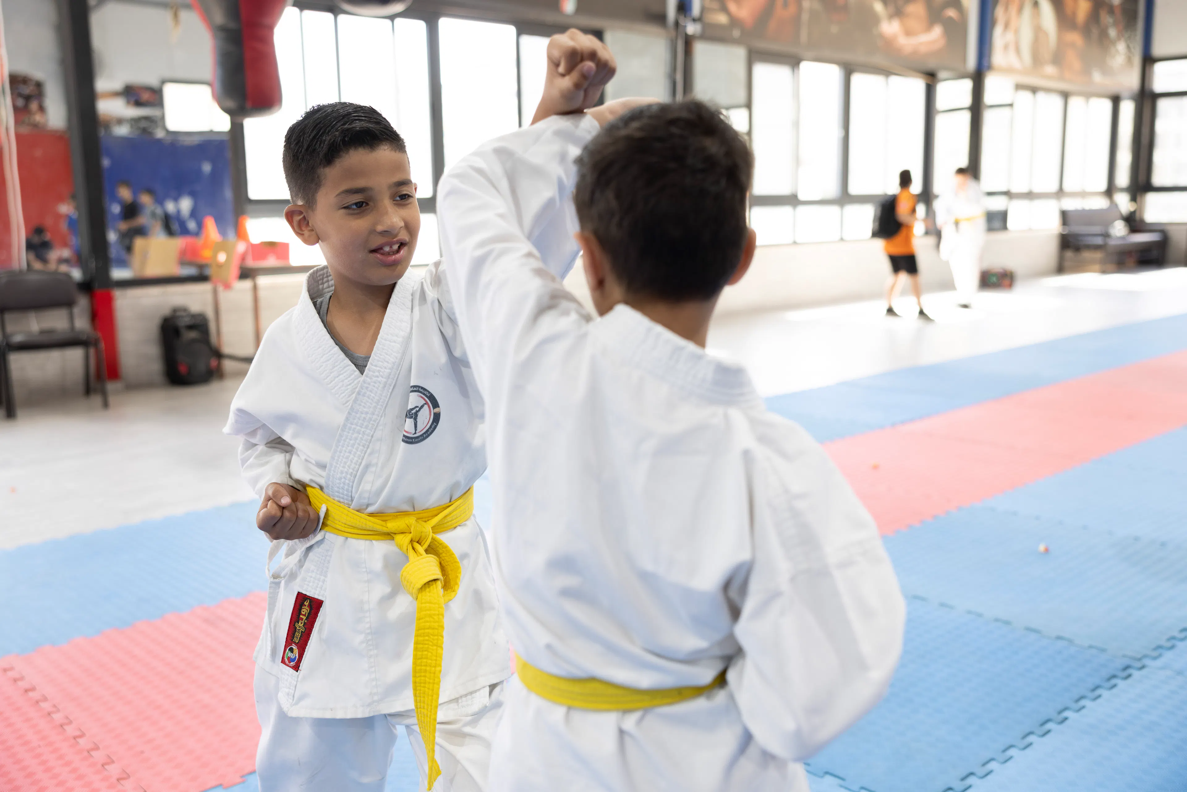 Laith, an eight-year-old boy from Shu'fat refugee camp, loves learning karate and practicing his martial arts skills at a UNICEF supported summer camp.
