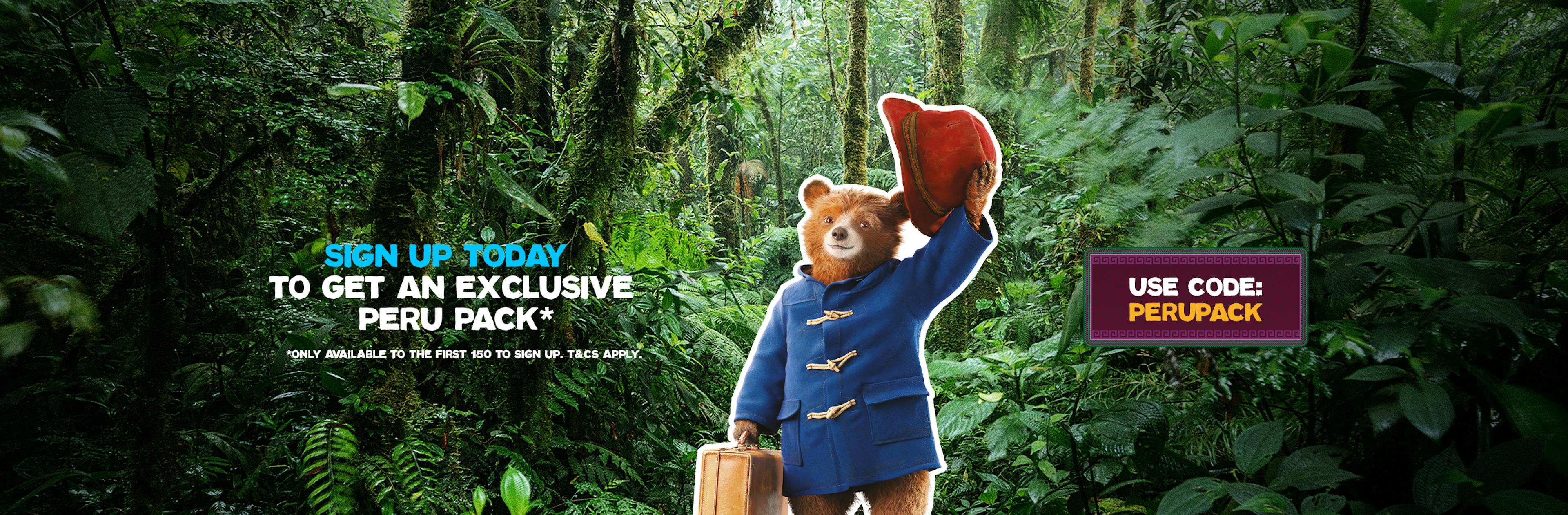 Paddington Bear Header with Peru Offer