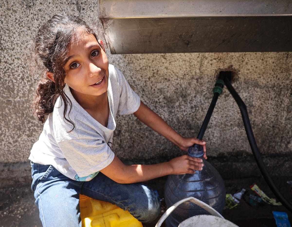 UNICEF, with support from Switzerland, installed 4 mobile desalination plants, producing a total of 64,000 liters per day, southern Gaza Strip. The mobile desalination plants will provide approximately 4,300 people with 15 liters per person per day."