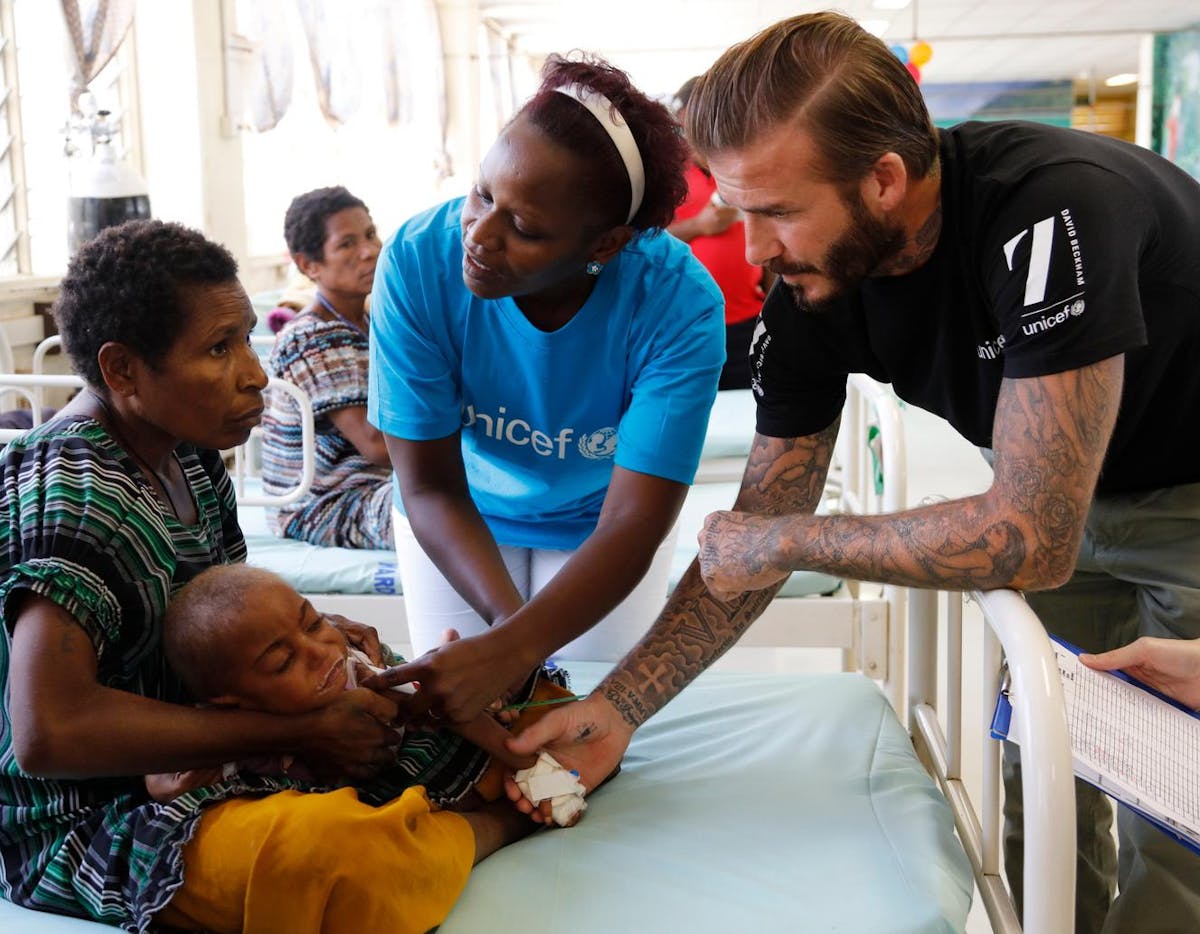 UNICEF Goodwill Ambassador David Beckham today met children receiving treatment for malnutrition at a UNICEF-supported hospital in Papua New Guinea.