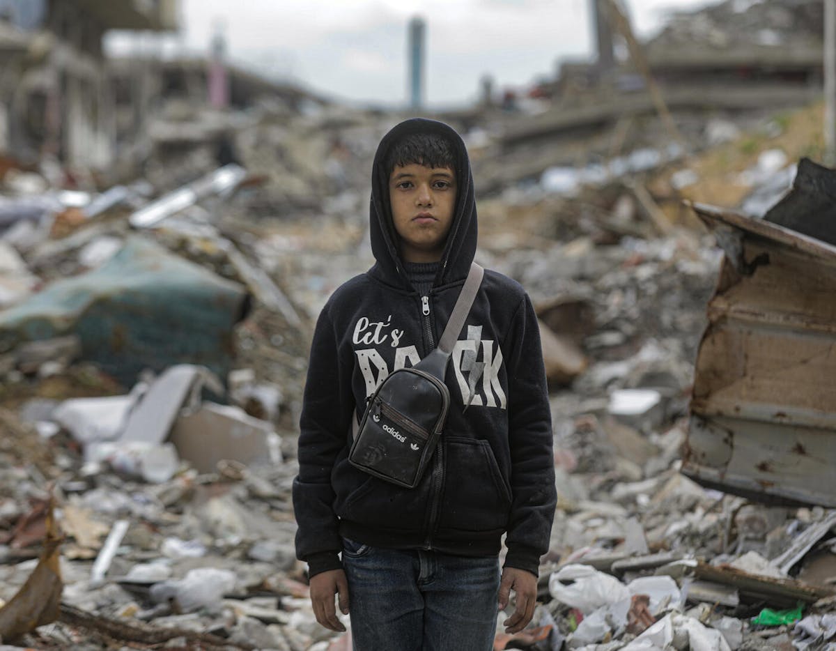 Qusay fled his home in northern Gaza, hoping to one day ride his bicycle again. After the ceasefire, his neighborhood was reduced to rubble, leaving him with nothing.