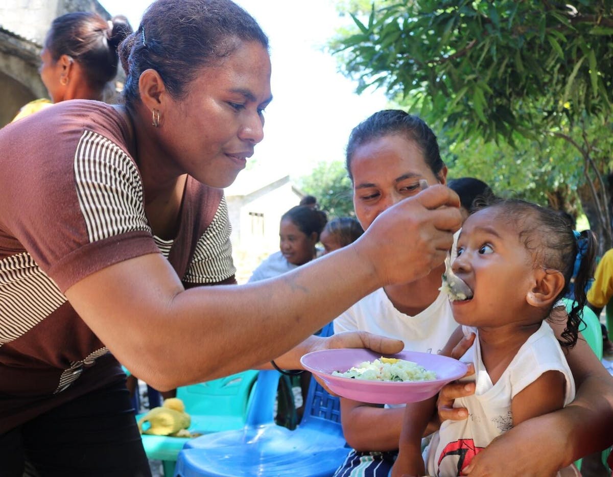 A Mother Support Group member promoting the health and wellbeing of babies, pregnant women and breastfeeding mothers in Timor-Leste
