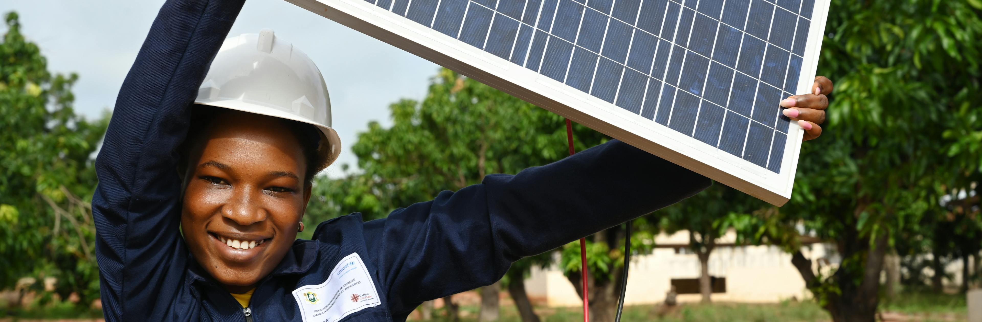Sara Sekongo, a 16 year old girl, is taking a solar energy course at the professional high school of Korhogo, in the North of Cote d’Ivoire.