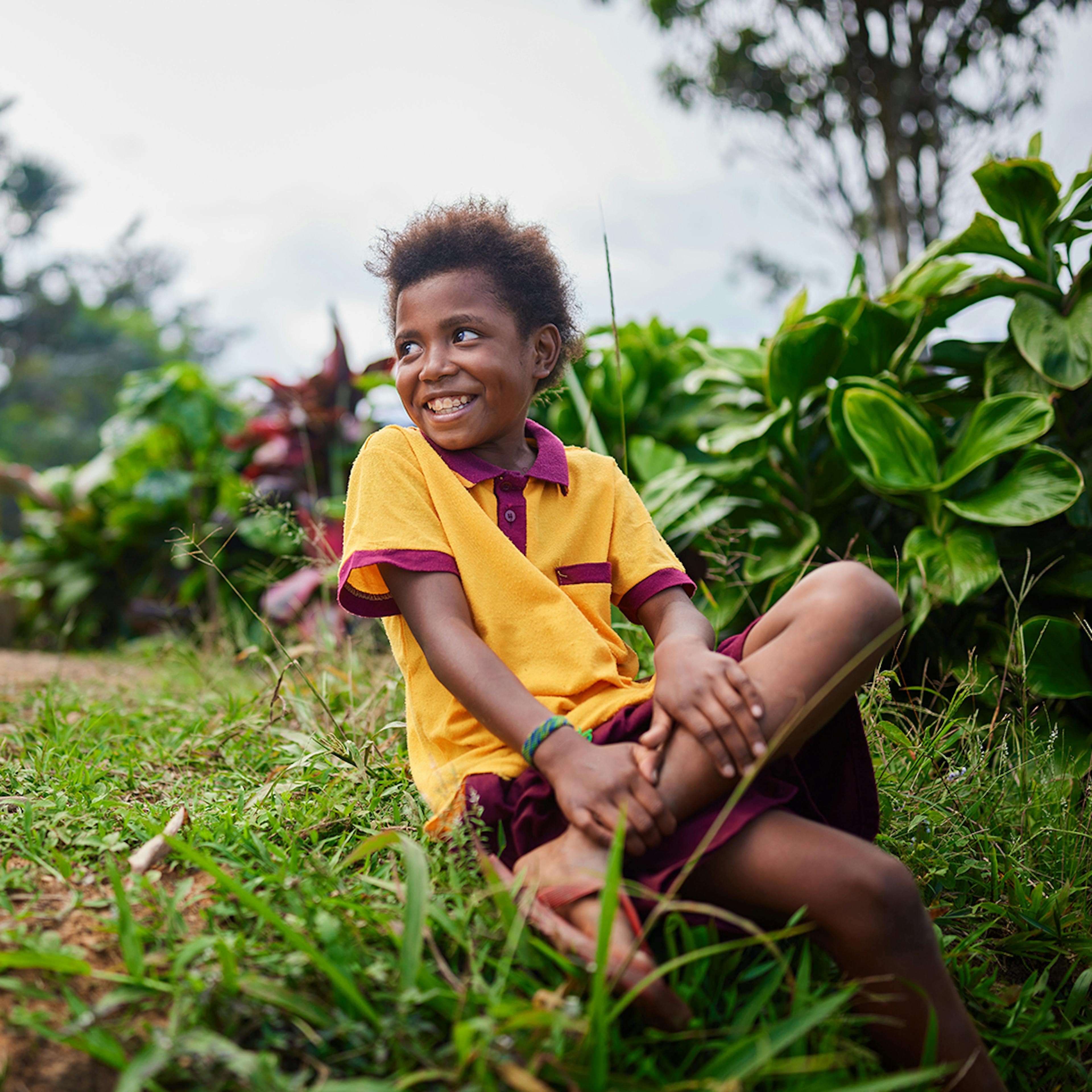 Haylie (9yo) at their school in a remote mountain village in the Morobe Province of Papua New Guinea.