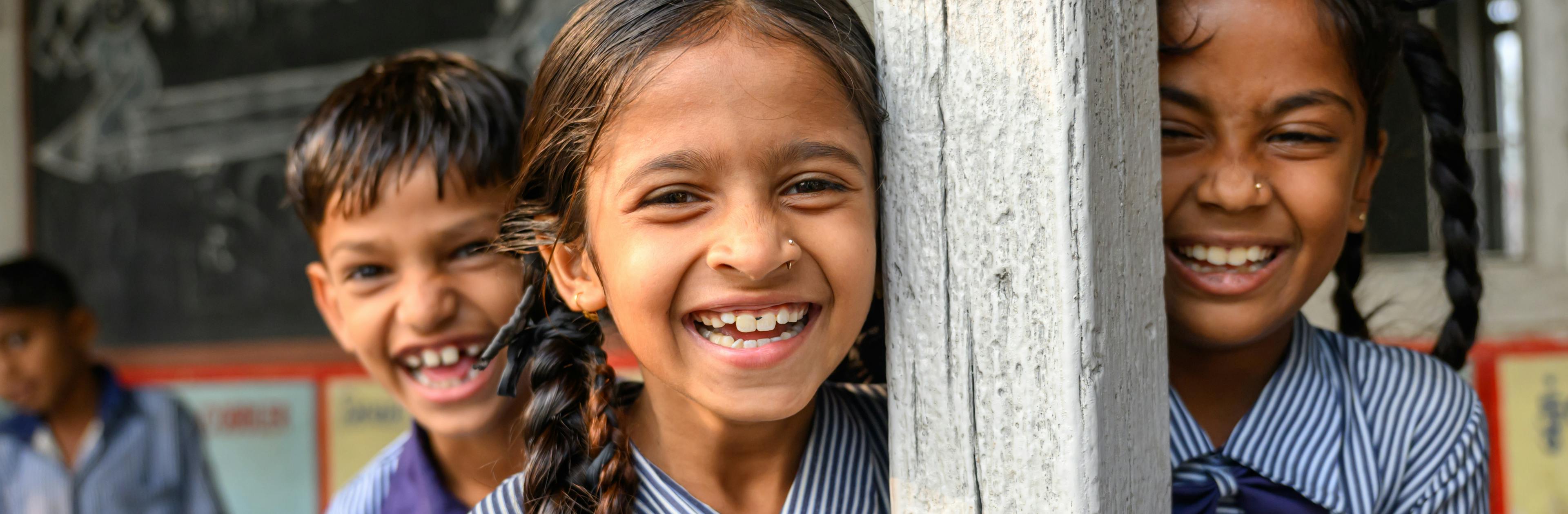 Happy kids at school. Tentalav Primary school s a government single shift school having a total of 288 children (137 girls, 151 boys)