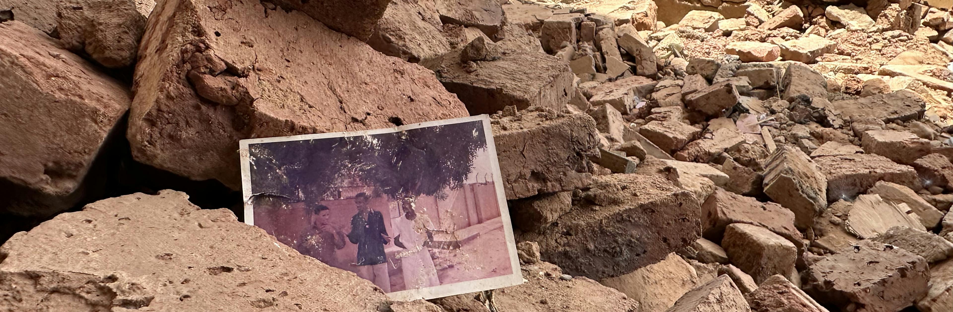 A house in the Wad Nubawi neighborhood in Omdurman city, Sudan, that was completely destroyed. Only this memorial photo remains, bearing witness to the life that once existed here.

