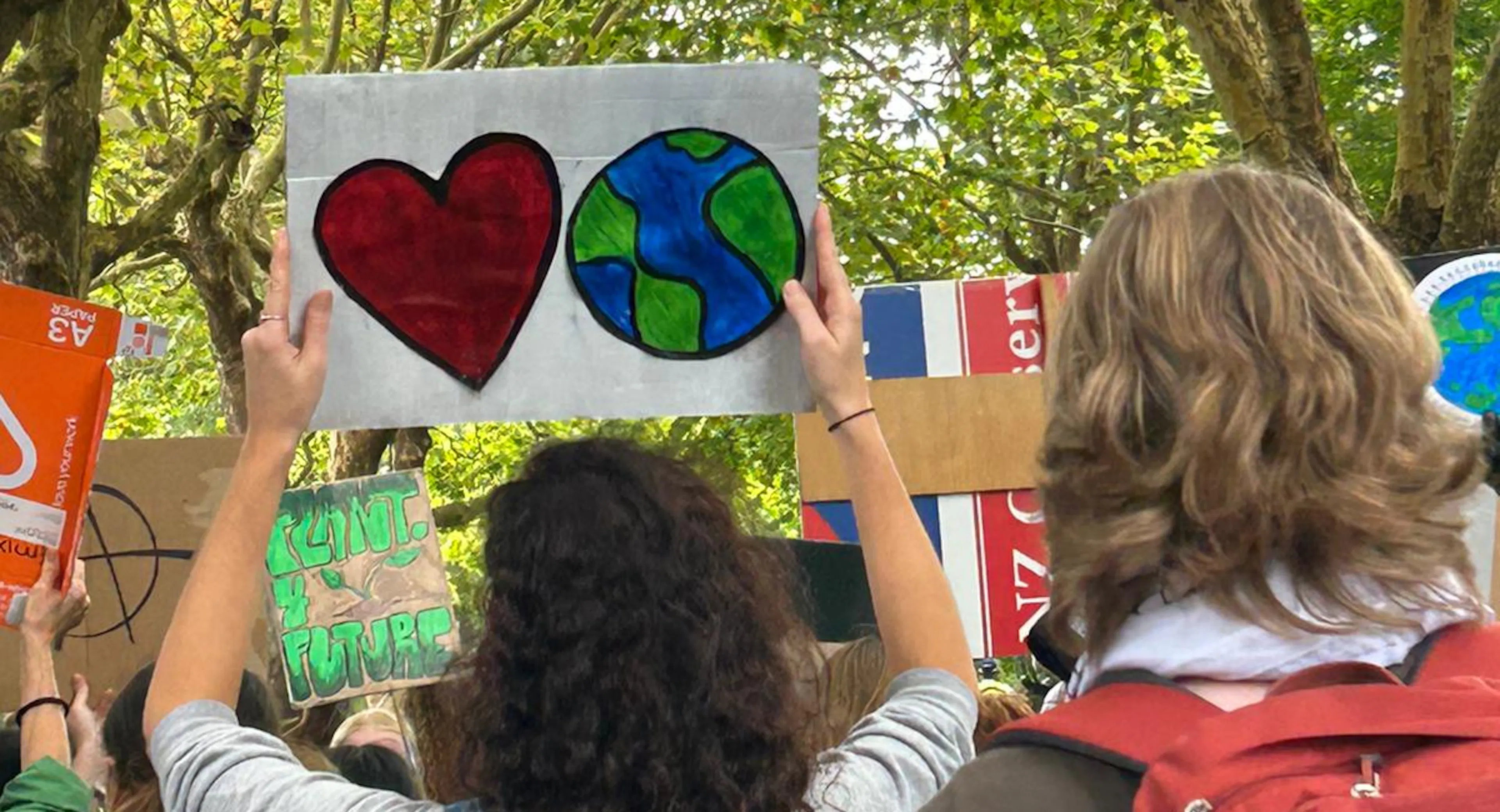 Young people protest at the School Strikes for Climate marches, across Aotearoa, earlier this year.