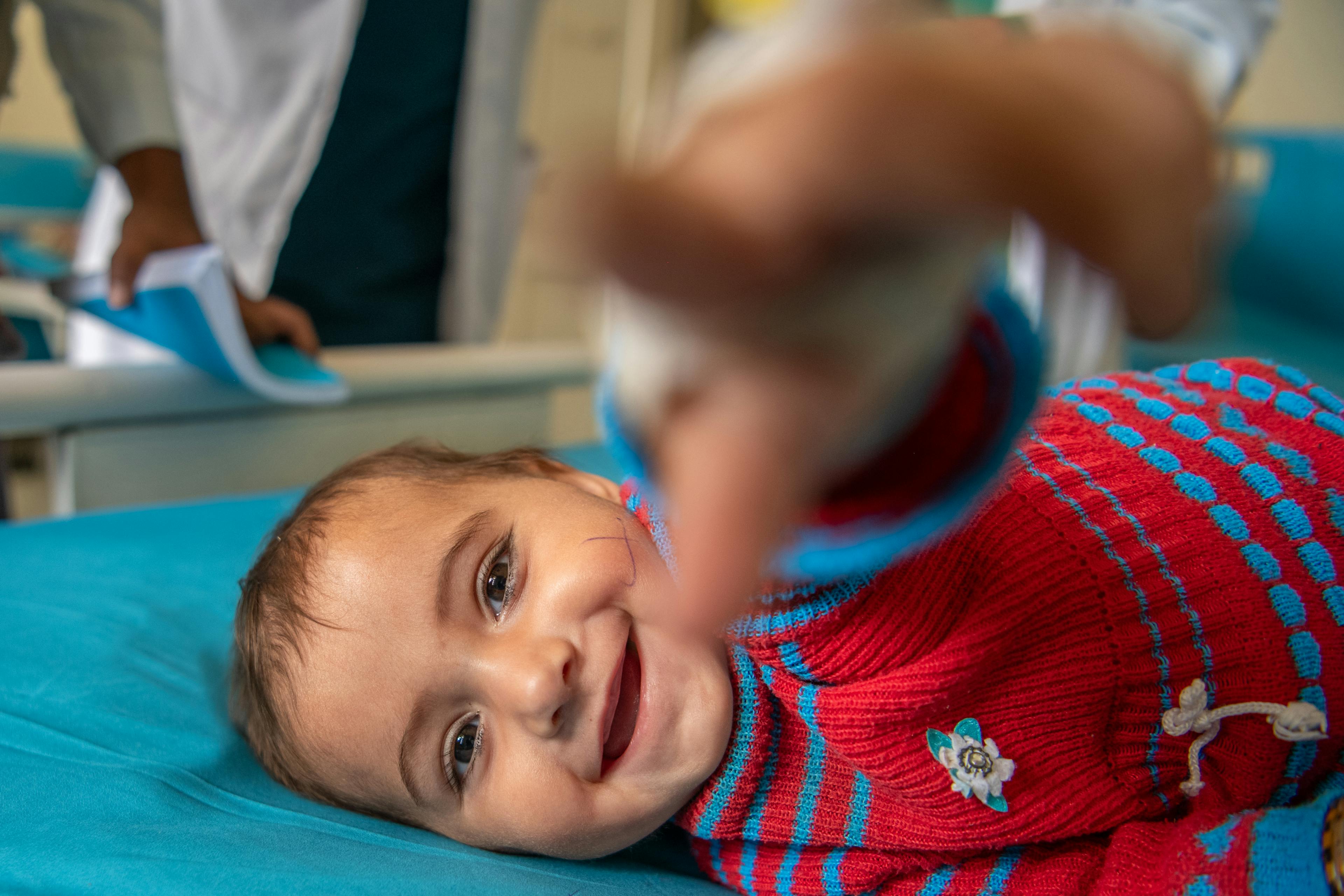 10-month-old Adela is in the inpatient ward of Wardak Provincial Hospital. Adela is recovering from a severe case of acute watery diarrhoea.