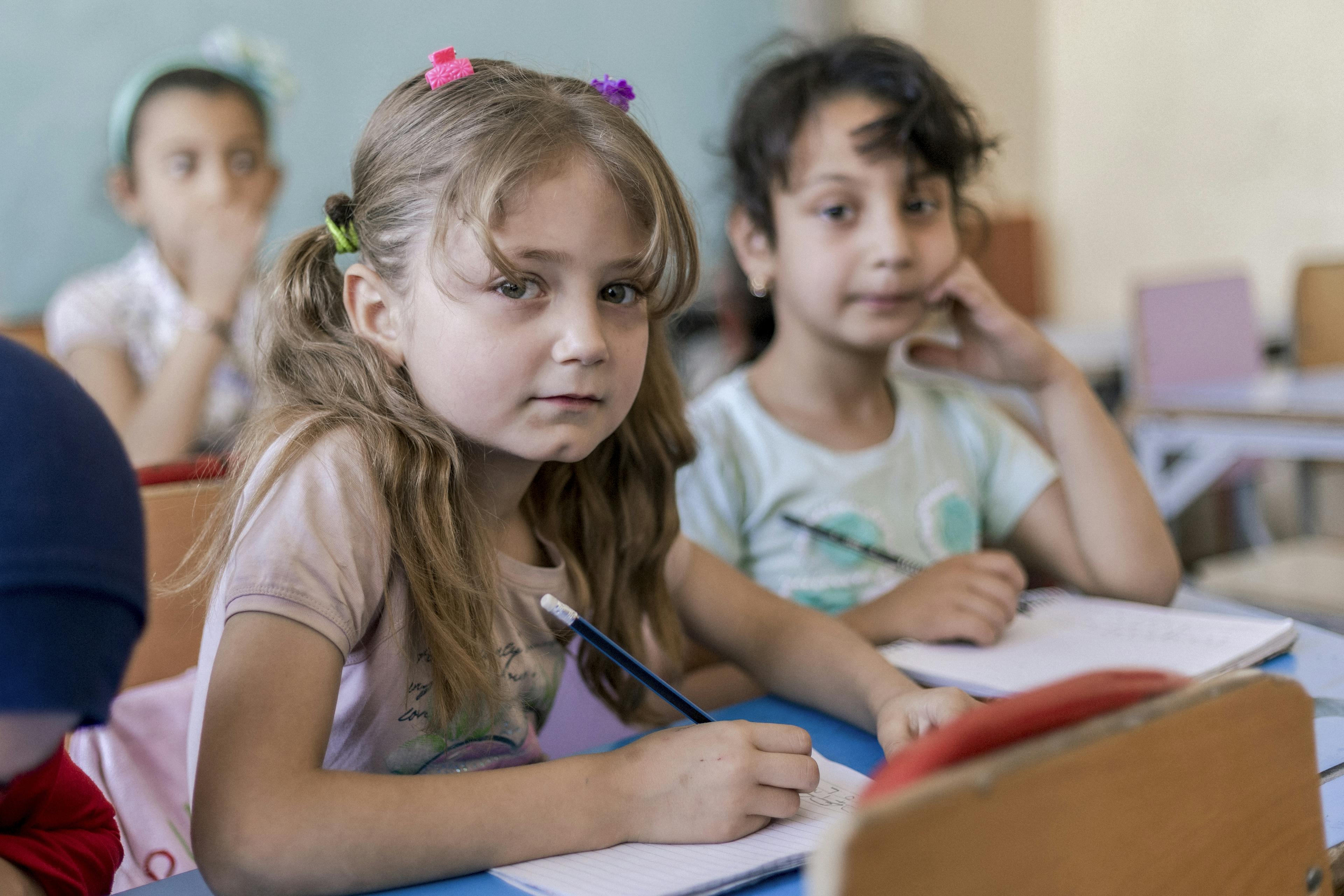 “I want to become a girls’ doctor. I want to wear the white coat and treat girls,” said Hanan at a UNICEF-supported remedial class at a school in Soukari neighbourhood, Aleppo city, Syria.