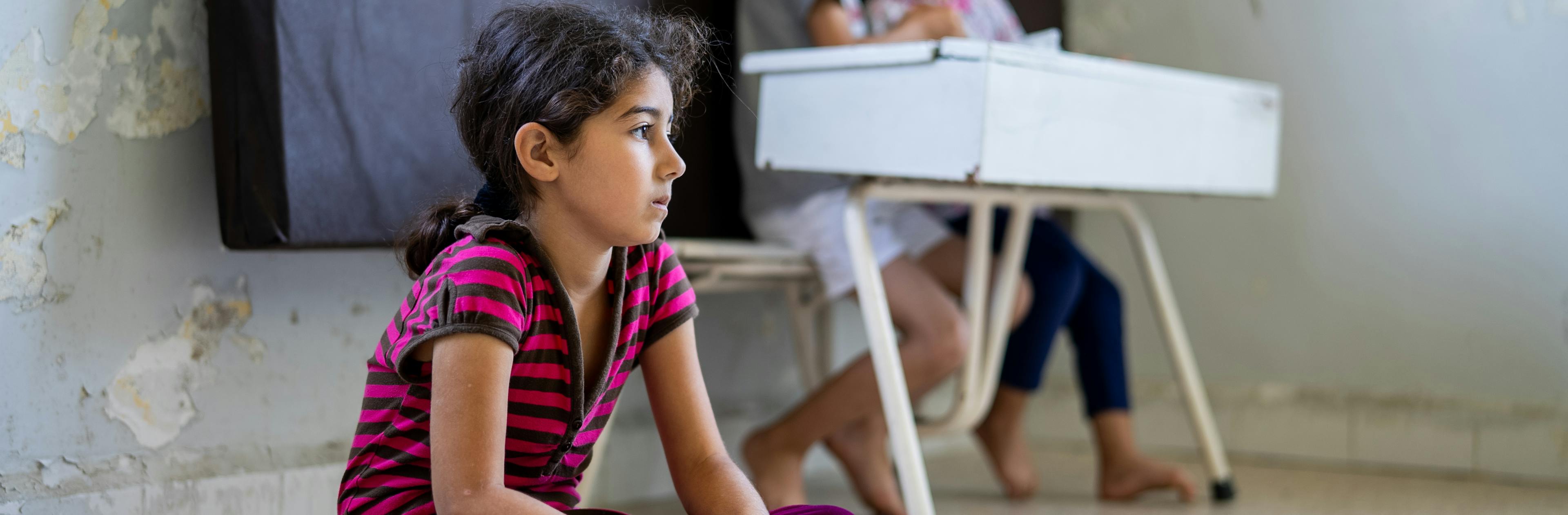 Nermine, 11 years old resides in the National Nahda Public School in Bmekine, Aley, Lebanon, following the escalation of conflicts across all Lebanese governorates.