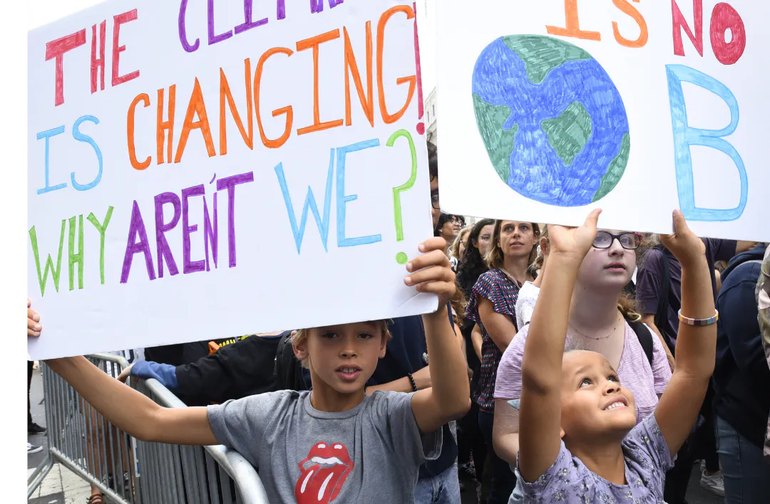 Youth climate activists joining in a demonstration calling for global action to combat climate change. Similar actions took place in more than 150 locations worldwide.