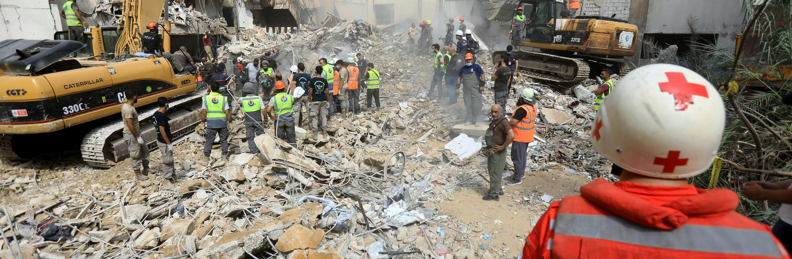 Destruction following air strike on Beirut southern suburbs on Friday 20 September 2024