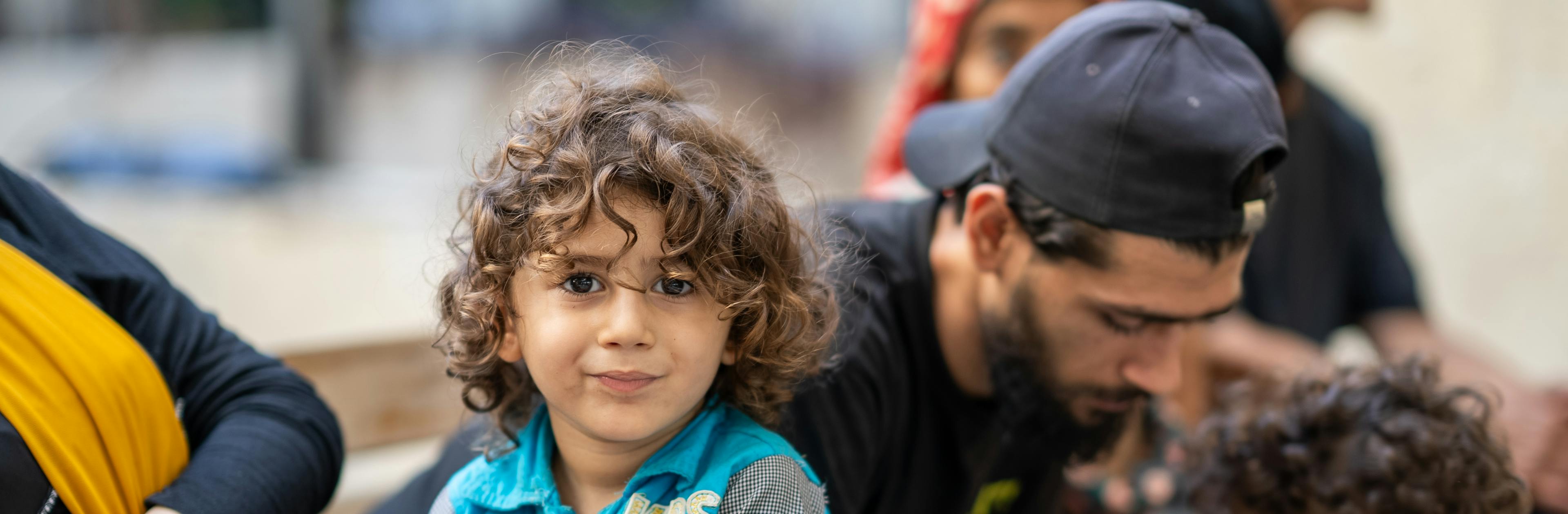 Amir, 4 years old displaced from southern Lebanon. He is with his family in the Lebanese university in Beirut that was turned into a shelter. 