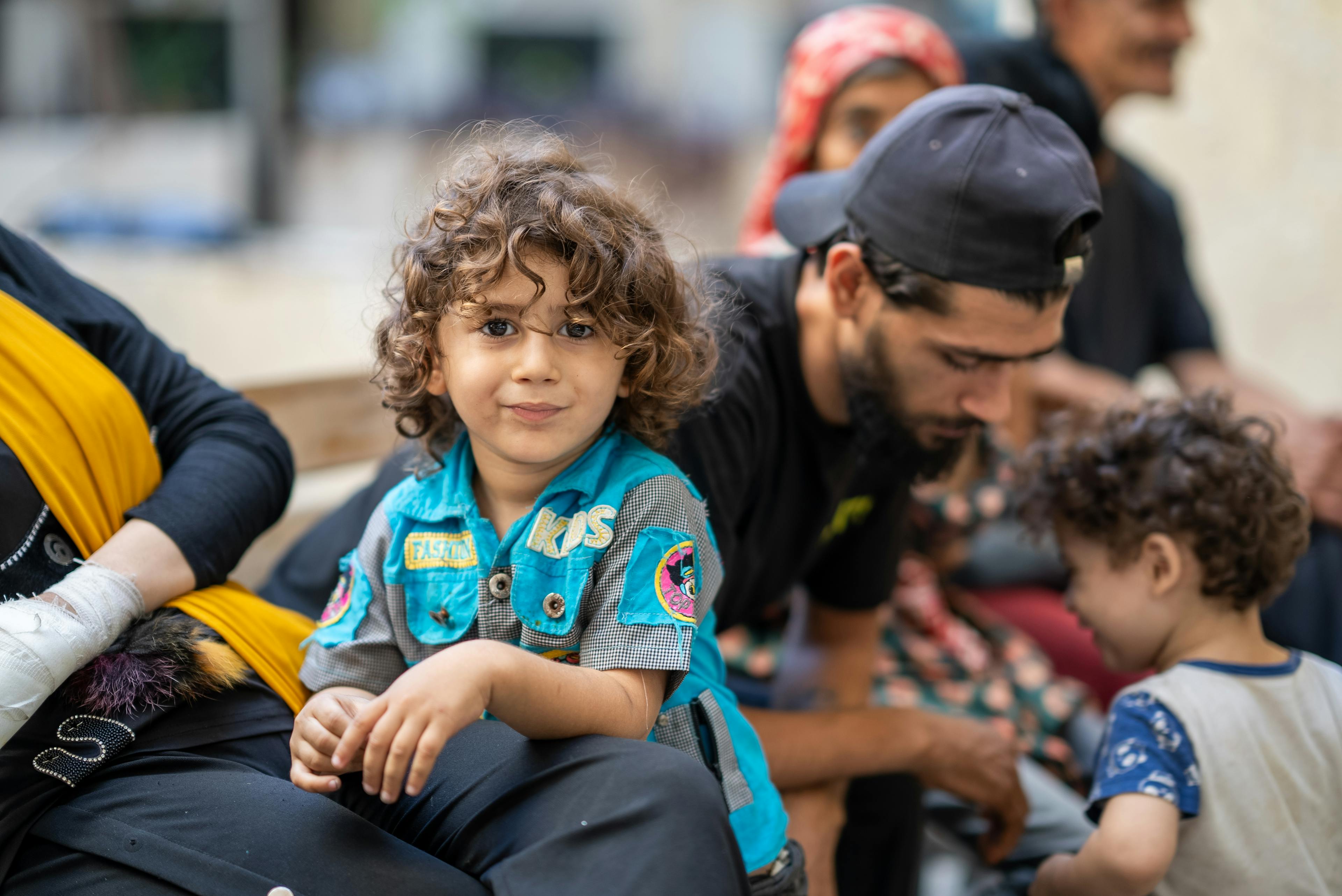 Amir, 4 years old displaced from southern Lebanon. He is with his family in the Lebanese university in Beirut that was turned into a shelter. 