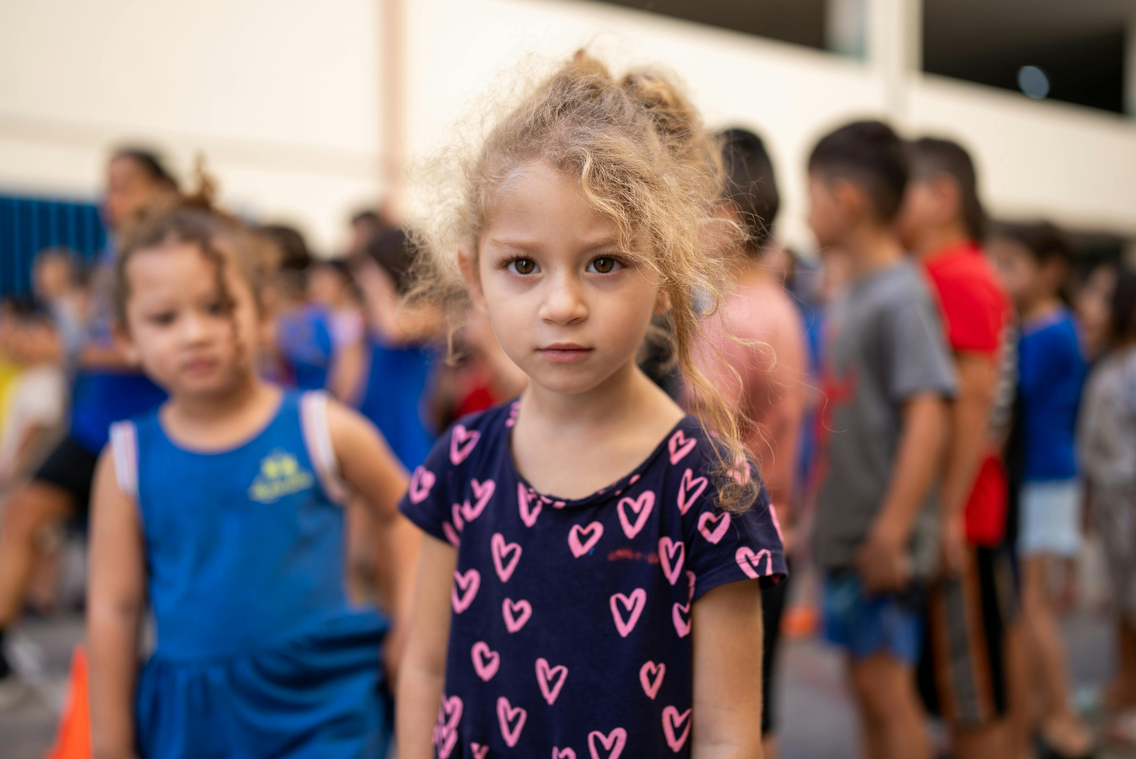 Mariam, 3 years old, at a shelter in Beirut. She was at her Grandfather's house when the bombing started.