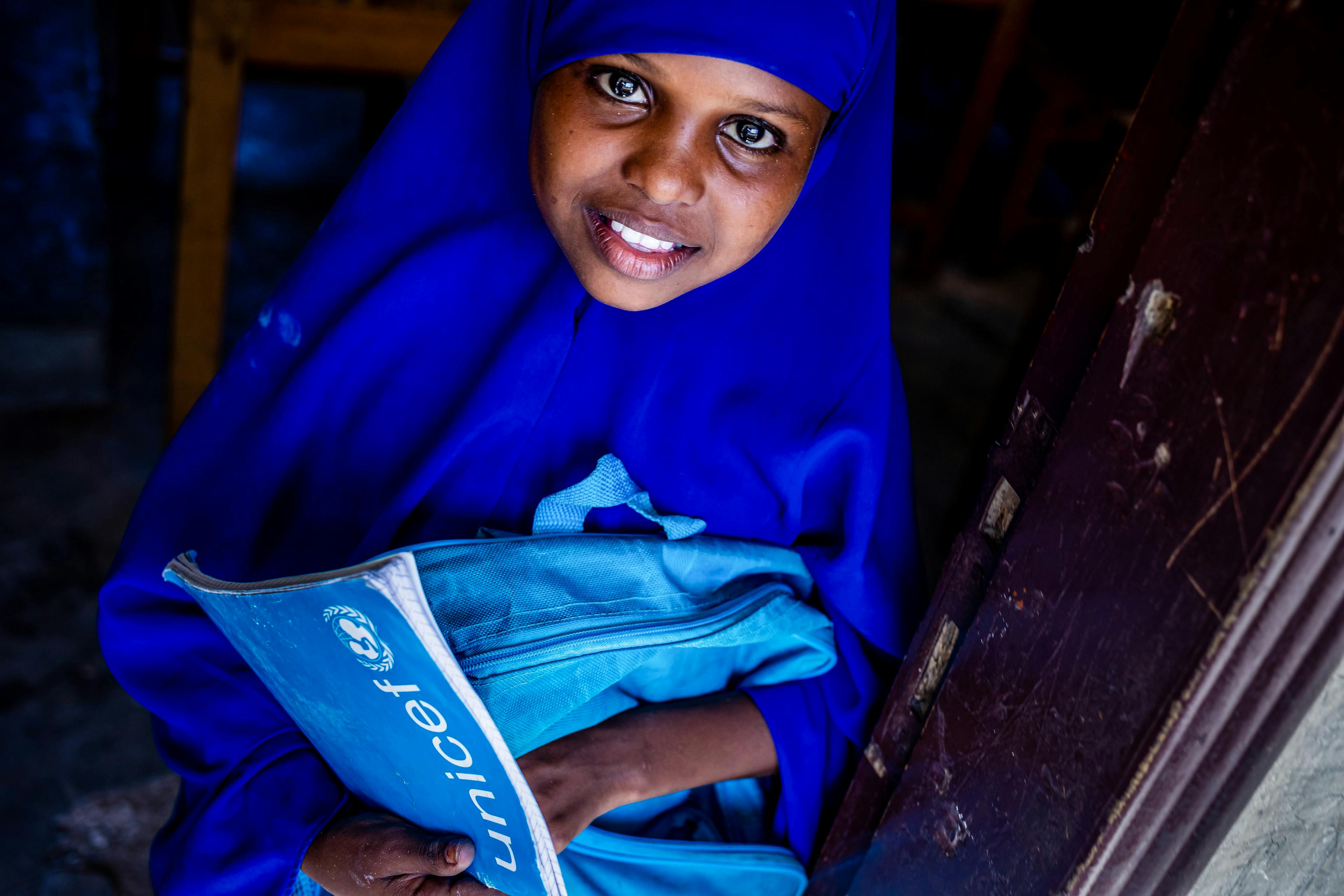 12-year-old Halimo Abdirahman Ismail, attends class in Mogadishu, Somalia.