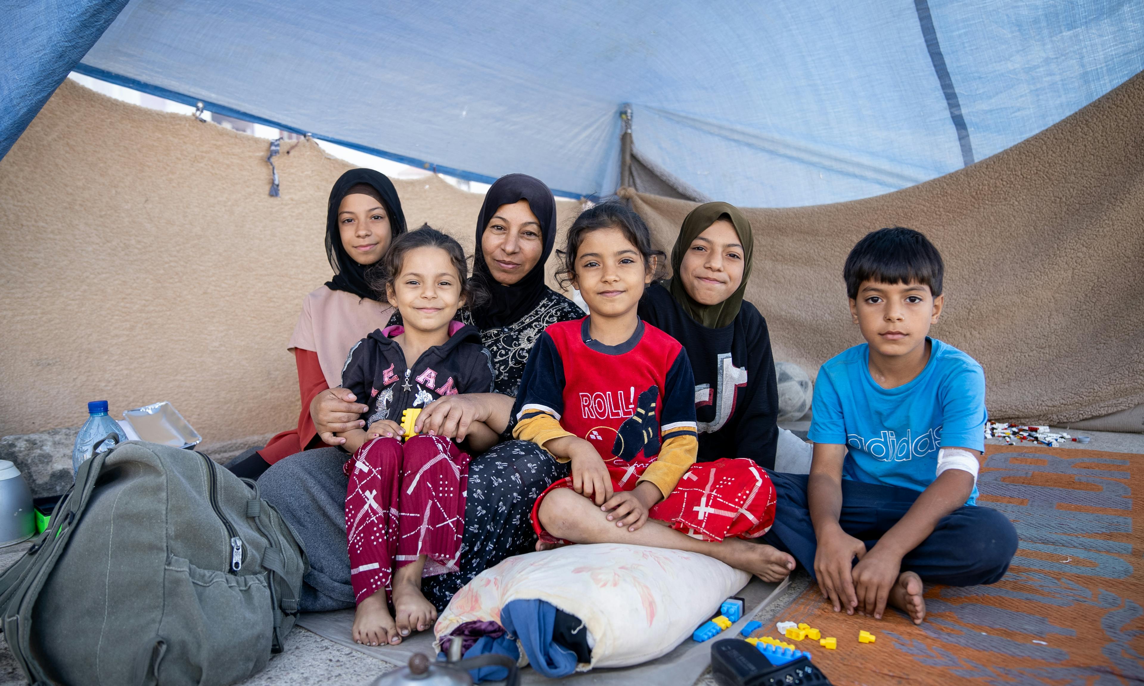 Samira, a mother of five, was forced to leave her home following bombardment and is now living with her children in the streets of Martyrs Square in Beirut. 