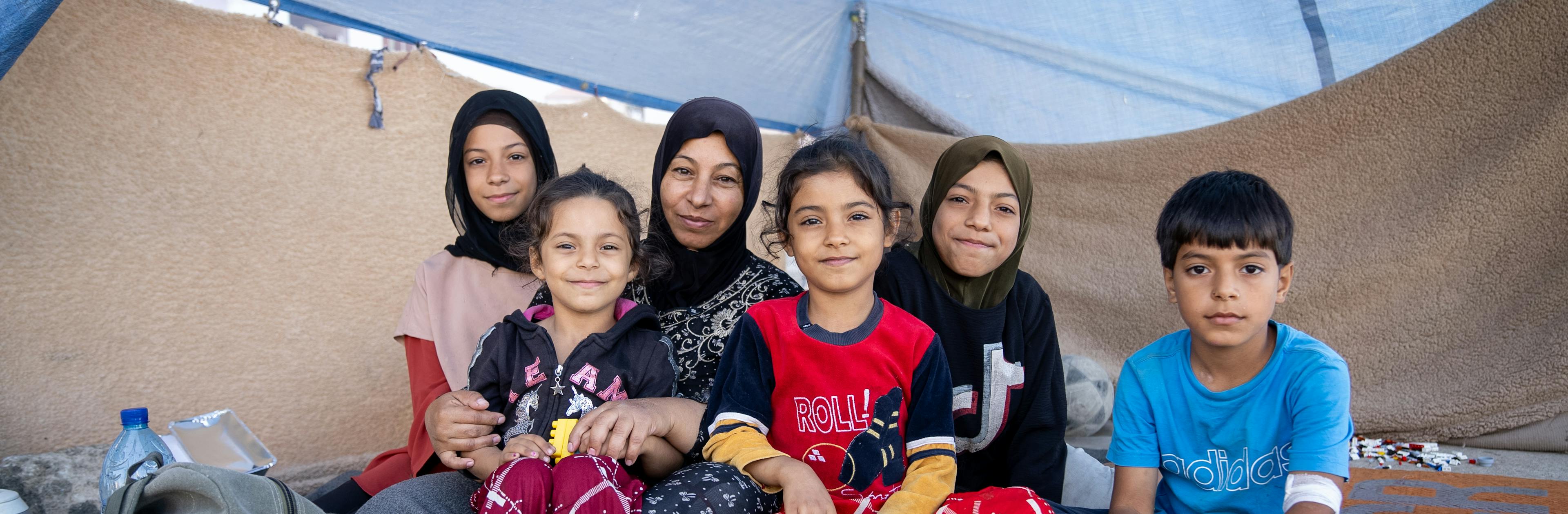 Samira, a mother of five, was forced to leave her home following bombardment and is now living with her children in the streets of Martyrs Square in Beirut.