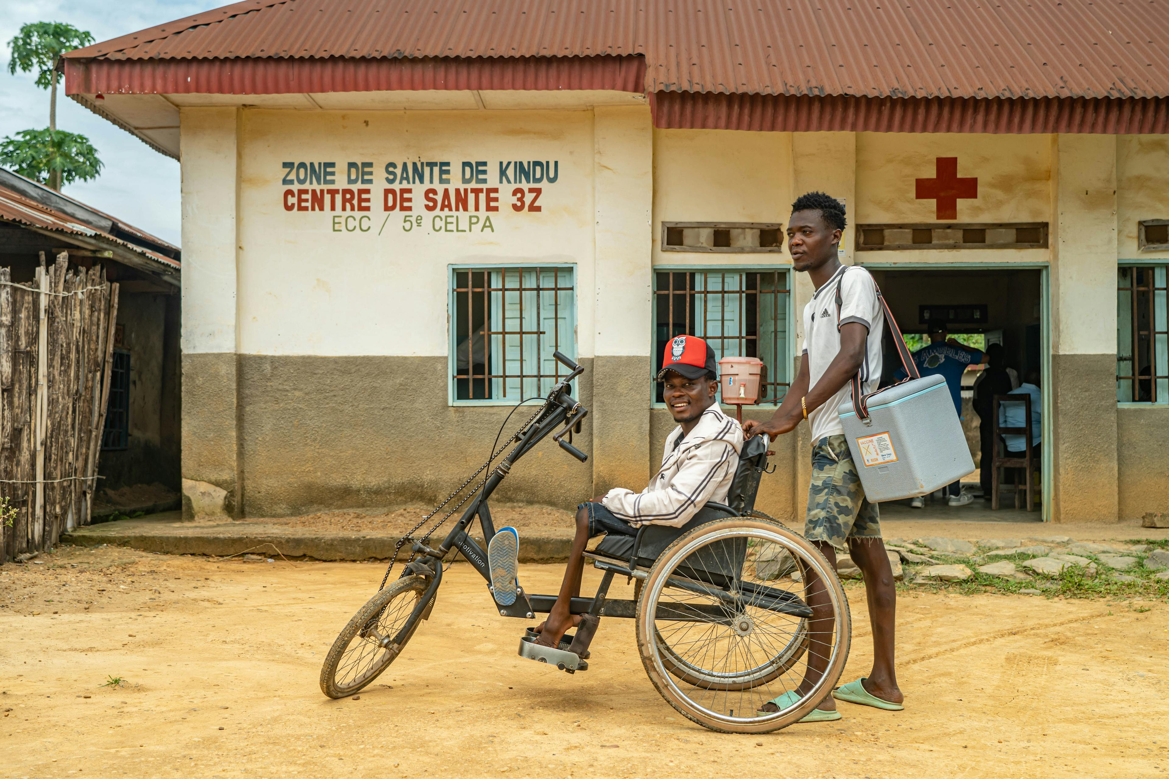 Rajabu Vambise, 27, polio survivor and UNICEF-supported community worker in Kindu, Maniema province, DR Congo, March 30, 2024.