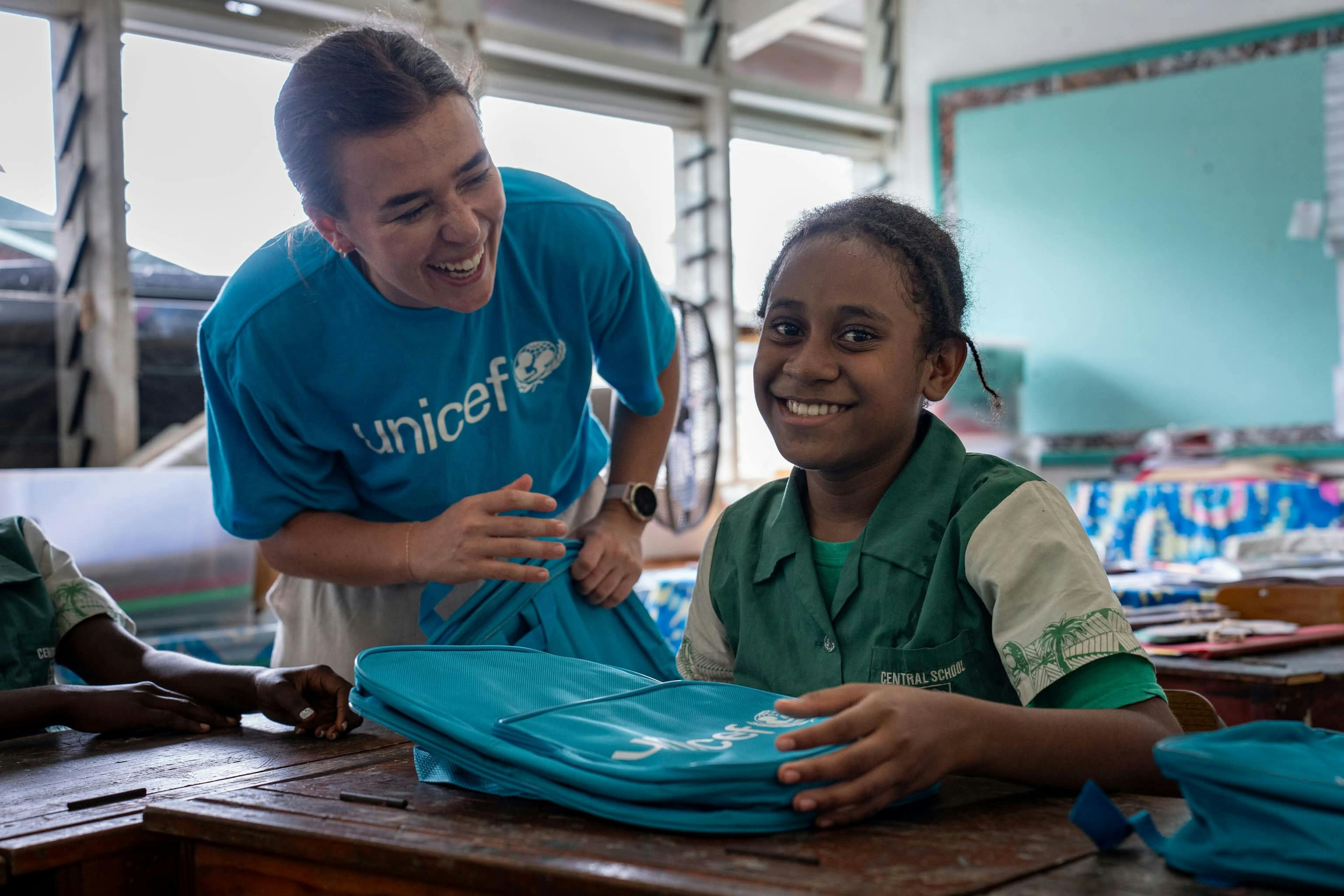 UNICEF aid delivery in Vanuatu