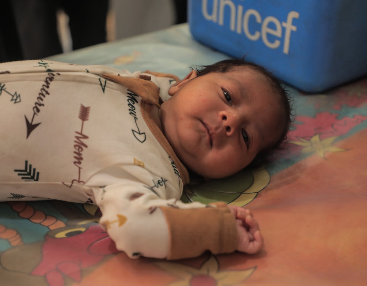 9-month old Mohammed gets the vaccinations he missed during the two year war in Gaza.