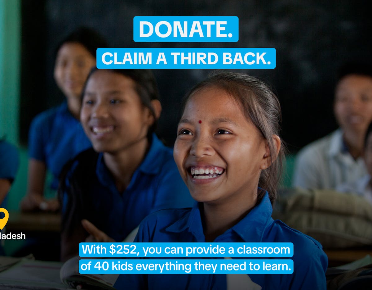 A school-in-a-box kit can ensure 40 students can keep learning after a natural disaster