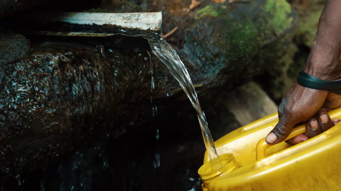 One of the two unprotected spring wells in Kameng from which the community used to get their water.