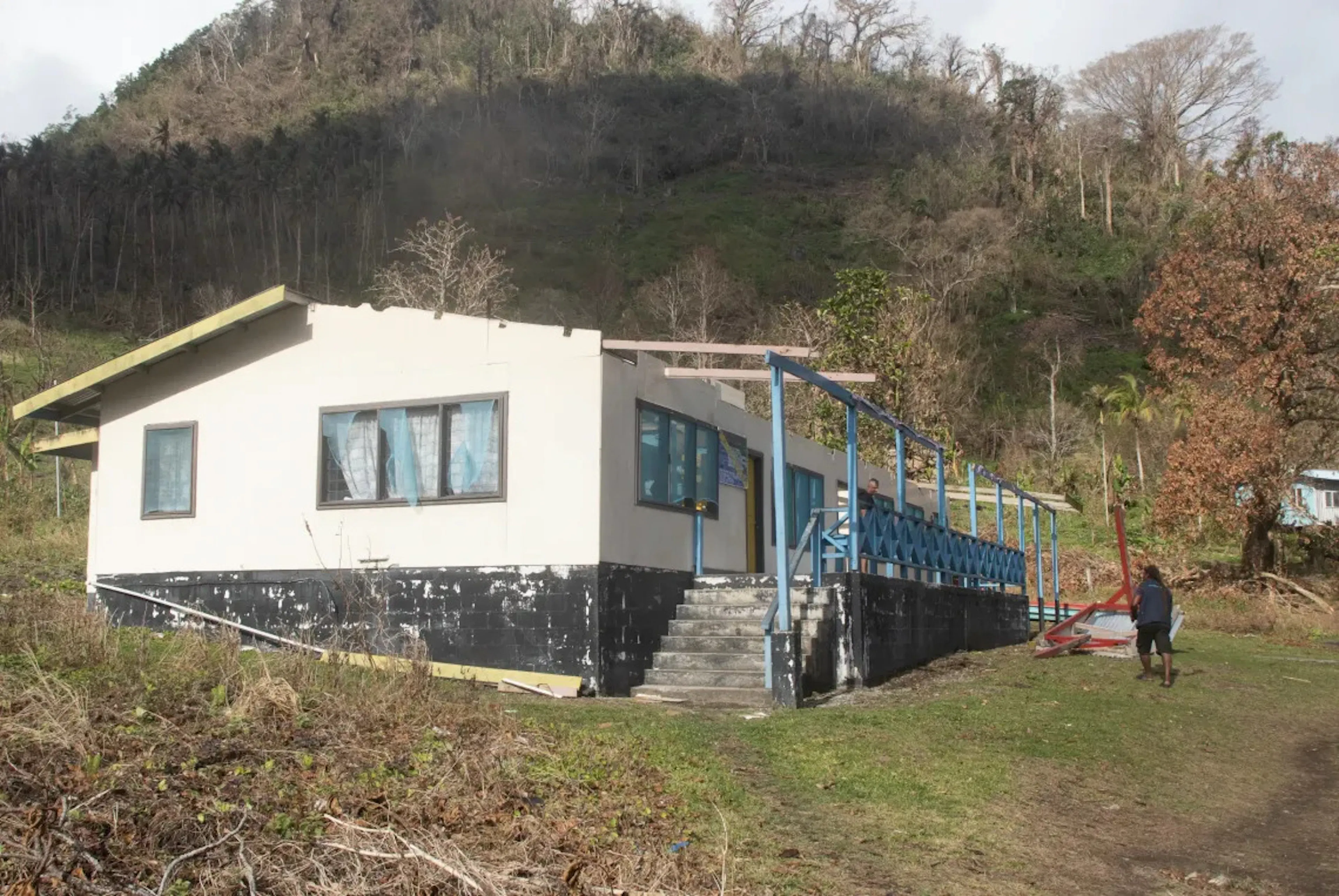 The Tumbi Rural Health Centre at Lengana in Western Province suffered severe damage during Tropical Cyclone Maila, with roofs torn away and medical supplies exposed. 