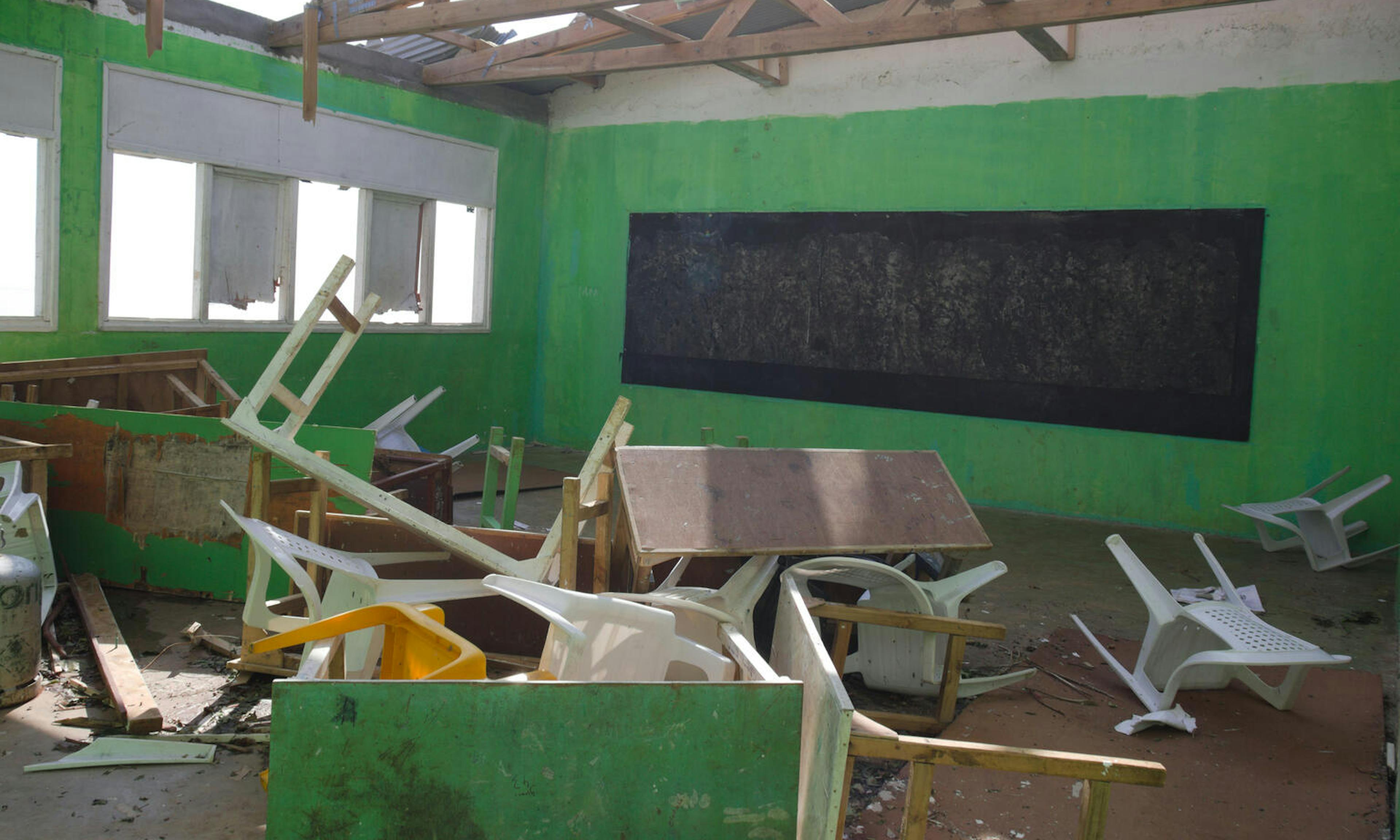 Damage in Melsisi, Pentecost Island, from Cyclone Lola. Some buildings, like the school's ablution blocks, were hit during Tropical Cyclone Lola.